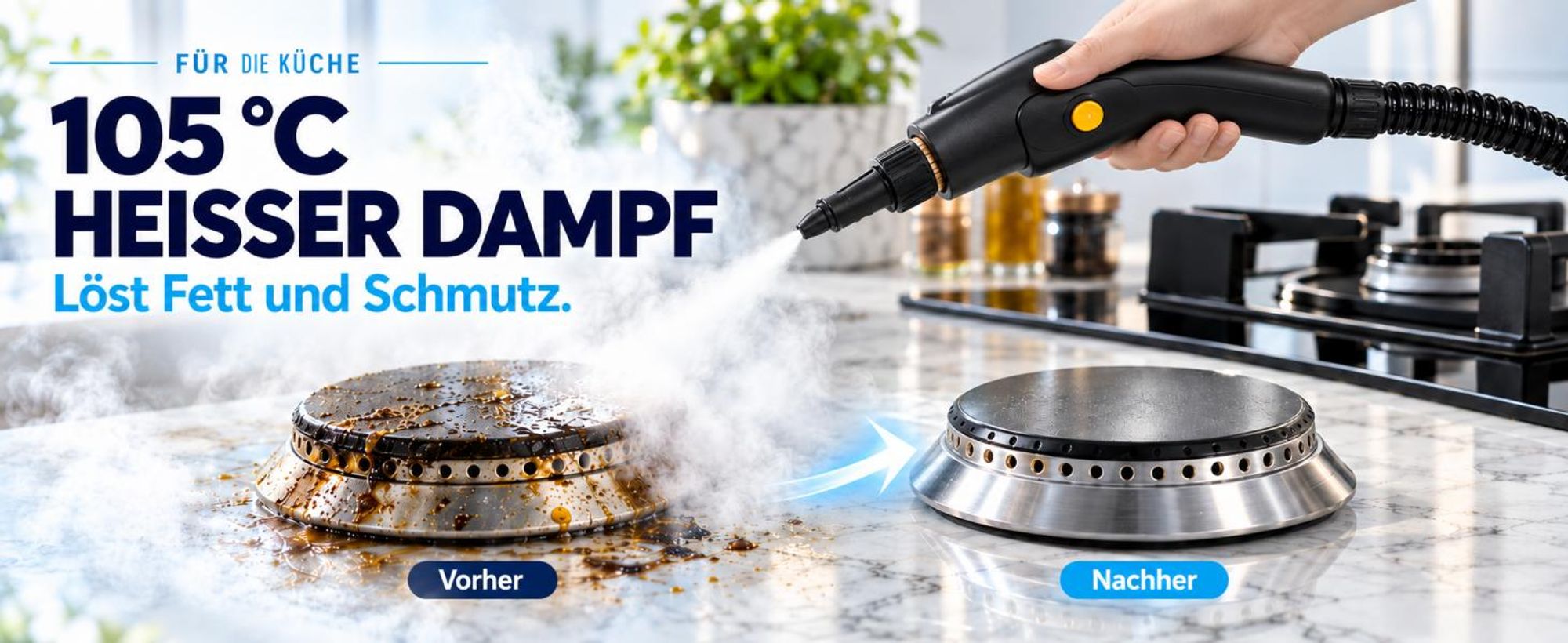 2500W Hand Dampfreiniger für alles mit 15 Zubehör, 4.5bar Dampfdruck 1,6L Tank,Mehrzweck-Dampfgarer, Tragbarer Steam Cleaner für Fenster, Küche, Boden