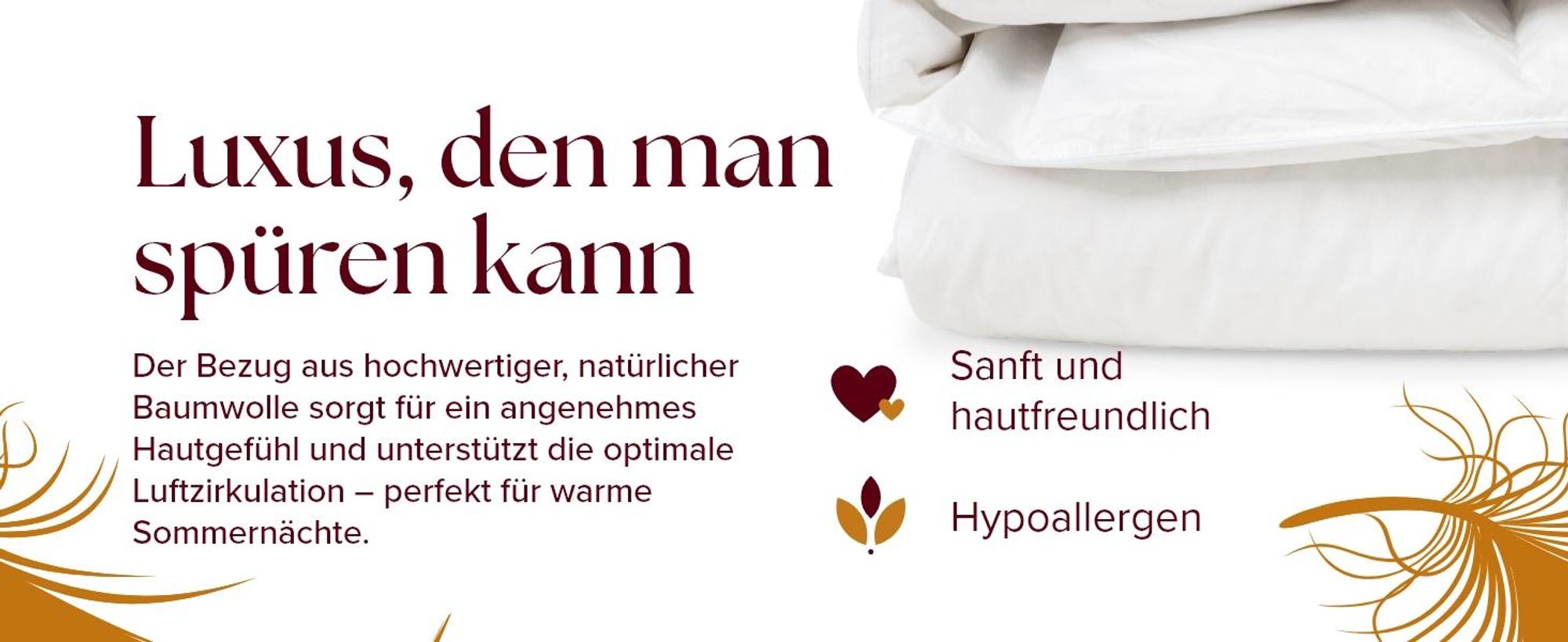maxiga Sommer Daunendecke 200x200cm Premium 80% Gänsedaune Füllgewicht: 1600 Gramm, Sommerdecke Federbett 100% Baumwolle & Nature Hypoallergen