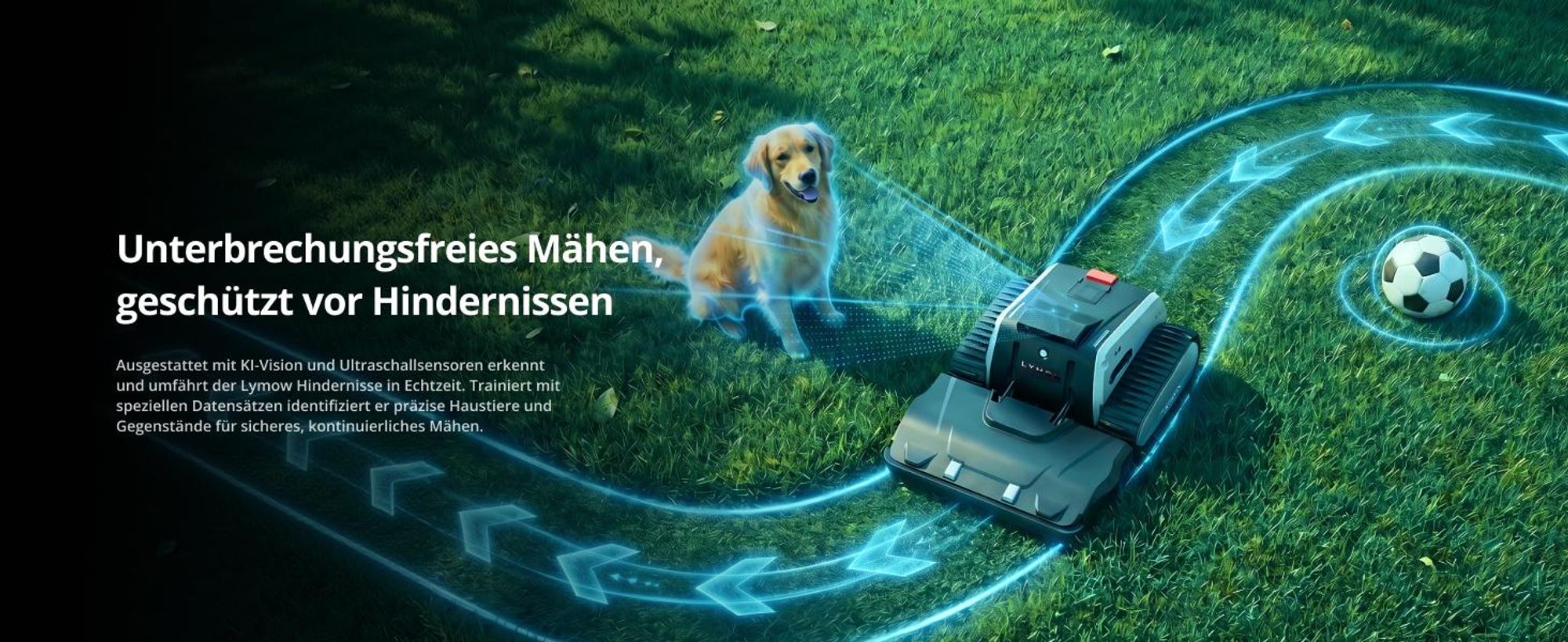 Mähroboter Lymow One Plus 5A 40cm/4000m² pro Tag, Kartierung bis zu 60.000m², ohne Begrenzungsdraht mit RTK-Cloud Techno