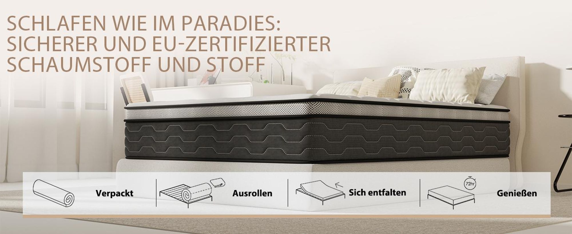 DEWINNER Matratze, 90 x 190 cm, Taschenfederkernmatratze und Memory-Schaum, ergonomisch, atmungsaktiv, ultraweicher Komfort, Dicke 30 cm