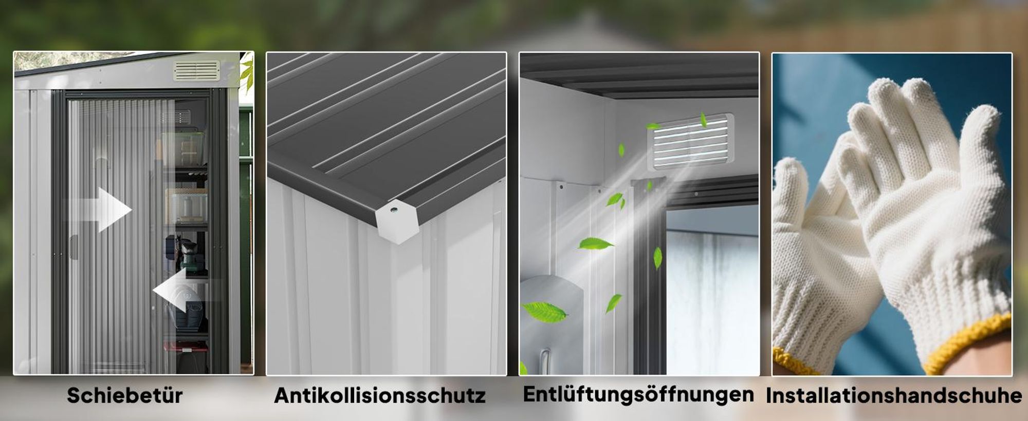Outsunny Metall Gerätehaus 2,81m² 154x206,5x181 cm Geräteschuppen mit Pultdach
