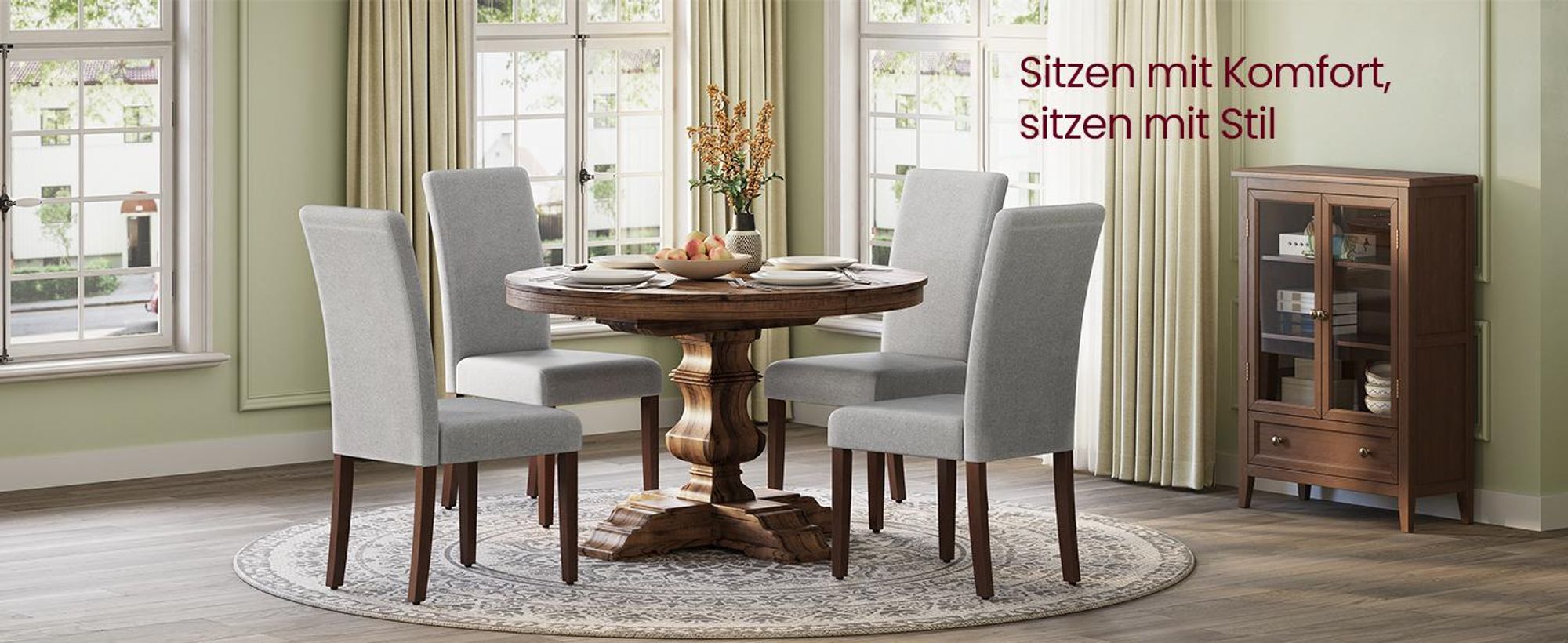 VASAGLE Esszimmerstuhl 6er Set, Küchenstuhl, Parsons-Stuhl, hohe Rückenlehne, für Esszimmer und Küche, dickes Sitzkissen, 58 x 48 x 99 cm, taubengrau