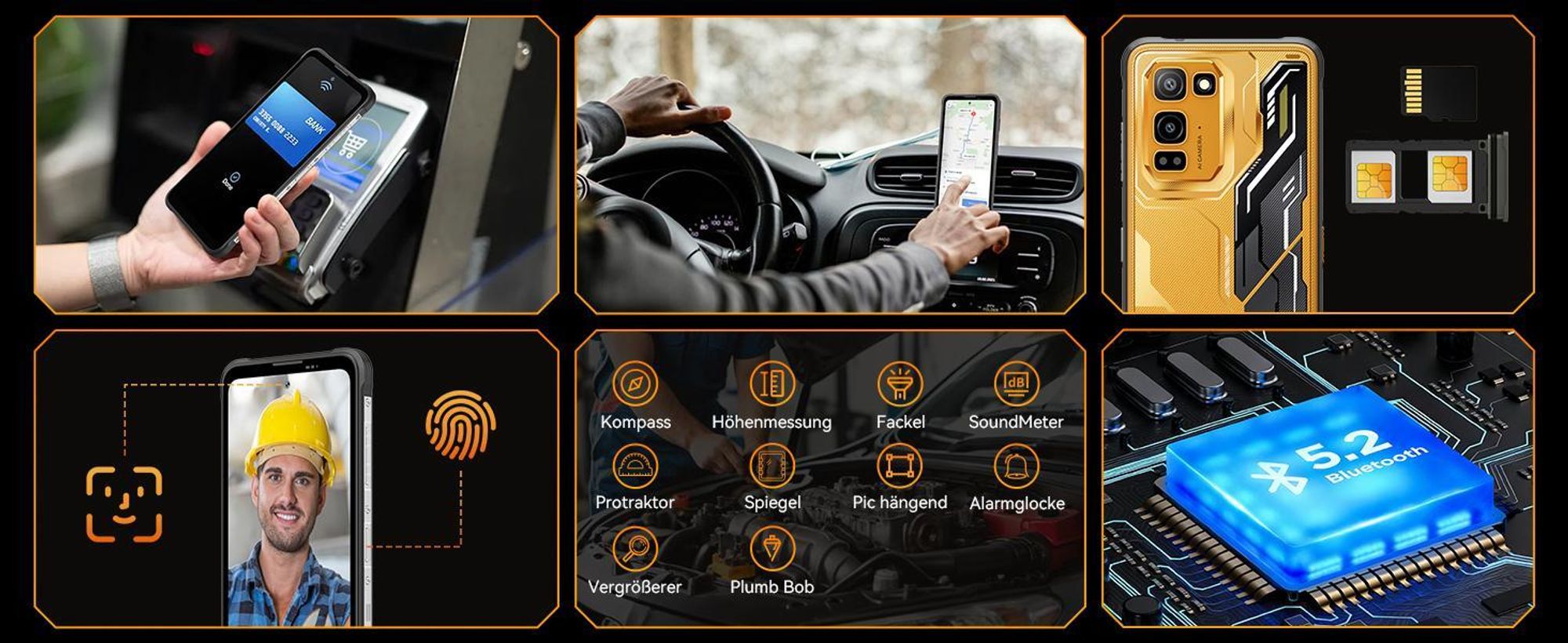Blackview FORT 5  incl Aurabass1,AI Outdoor Handy,36(12+24)+256GB, 6,78" HD,120 Hz,NFC,IP68 und IP69K,108 MP Hauptkamera, Android 16,5000 mAh