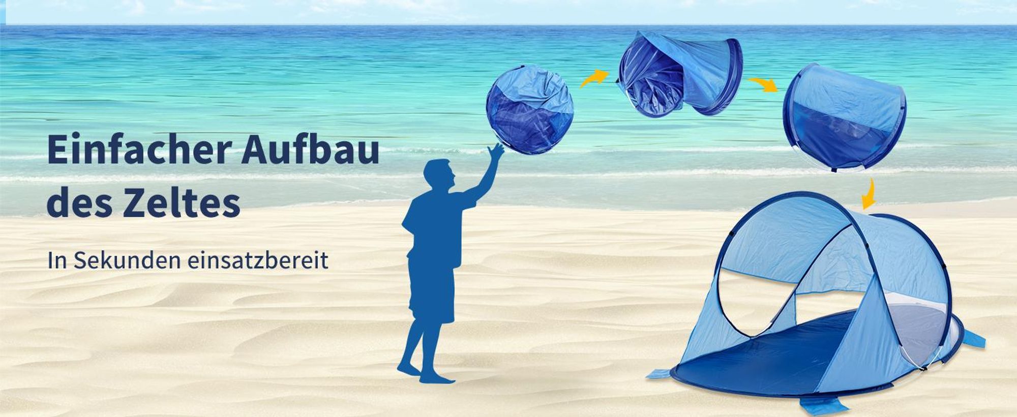 Duhome Strandmuschel Pop Up Strandzelt Wetter- und Sichtschutz Wurfzelt Tragbar UV40+ Pavillon 3 Personen für Camping Picknick, Dunkelblau