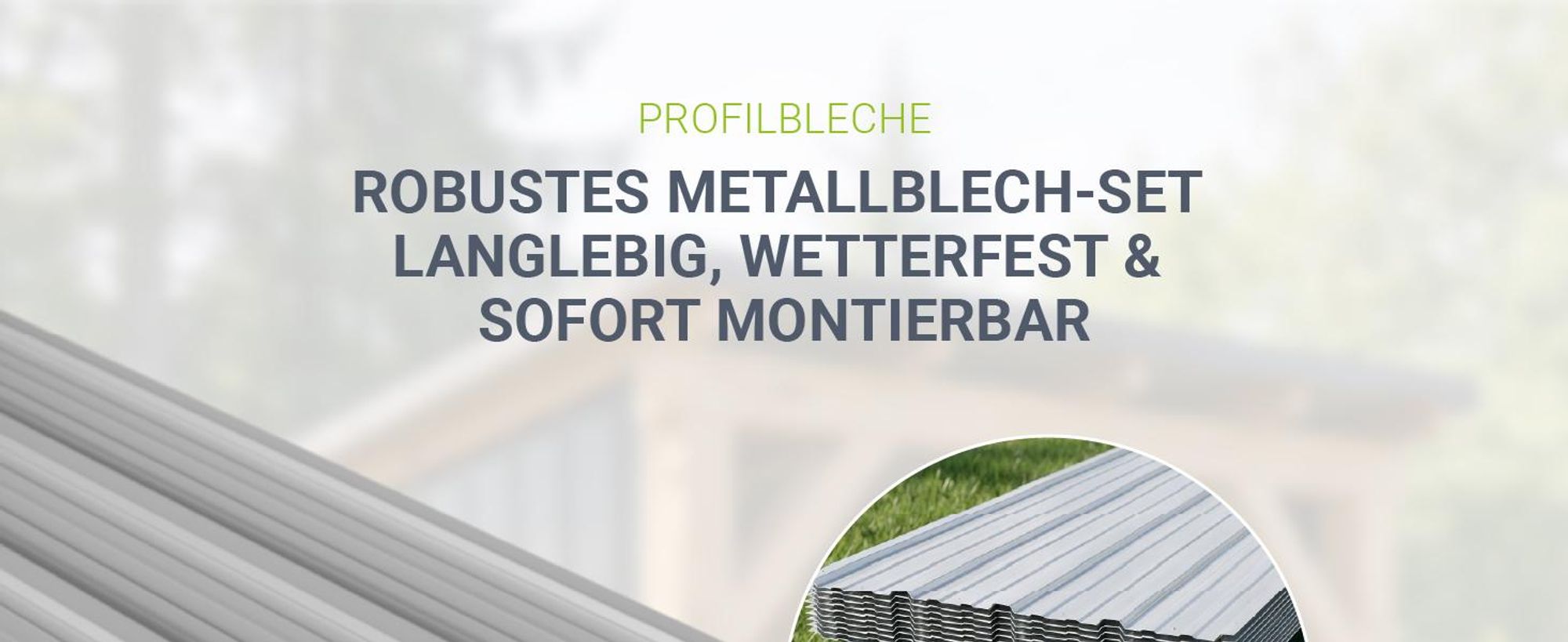 JUSKYS® Profilblech - Grau 12er Set, verzinkter Stahl, 129x45 cm, wetterfest
