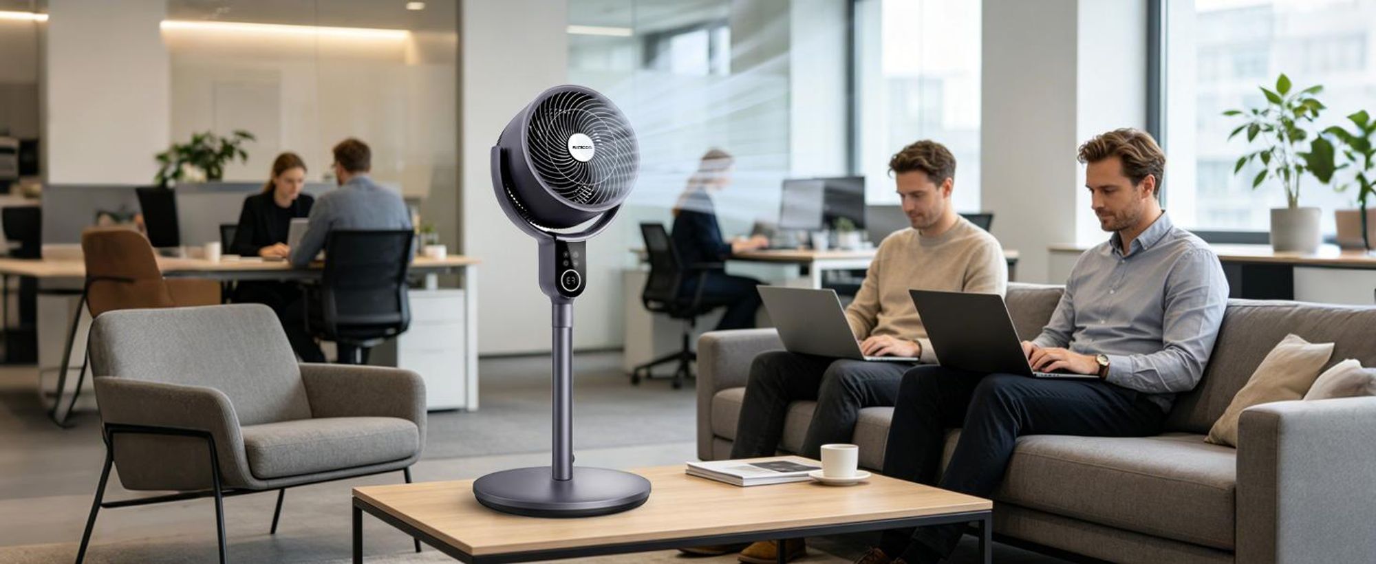 Aigostar 2-in-1 Luftumwälzer Standventilator, DC-Motor, 3D-Oszillation, 8 Stufen, leise 23dB, 12H-Timer, Fernbedienung, höhenverstellbar 80-105cm