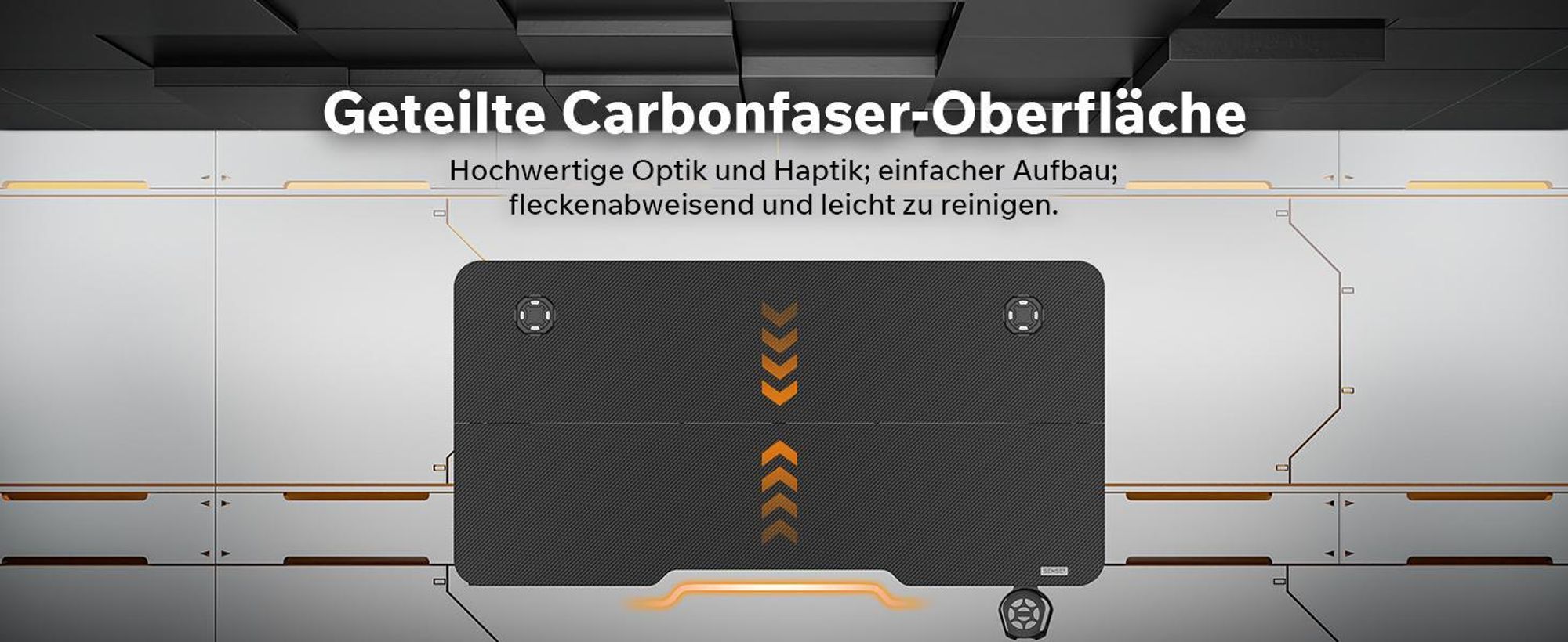 Sense7 VAMO Gaming Schreibtisch 100x50 cm Schwarz Computertisch PC Tisch klein Carbon Optik Z-Shape Gamer Tisch mit Getränkehalter Home Office Büro