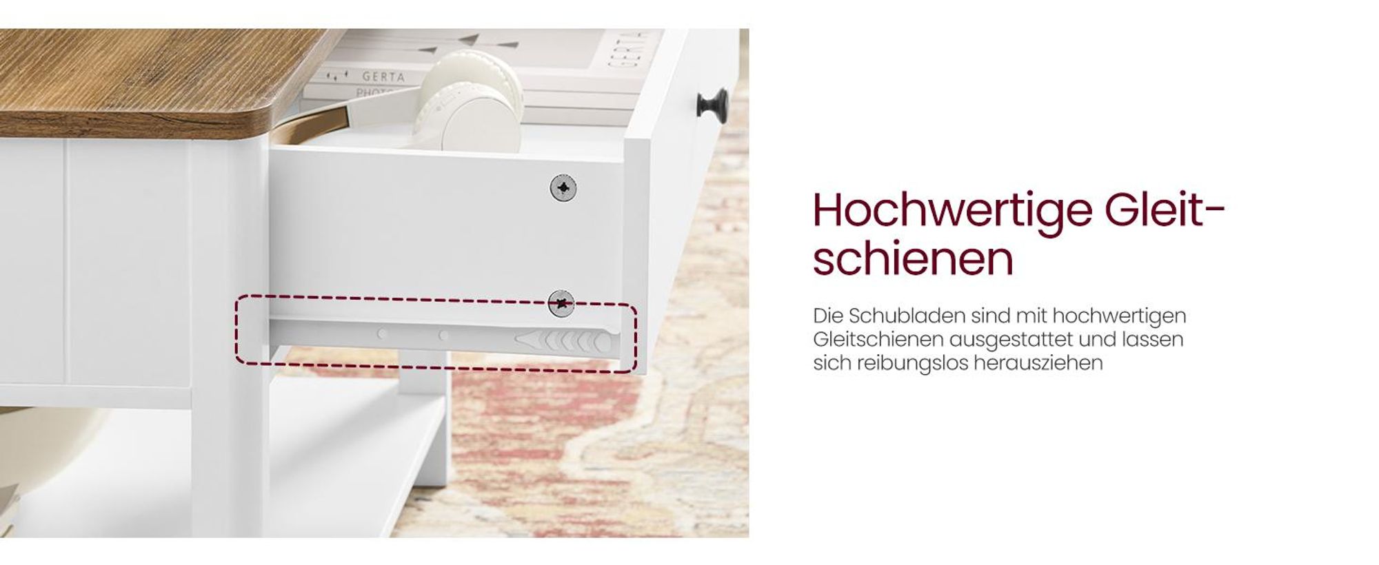 VASAGLE Couchtisch, Wohnzimmertisch, maritimer Stil, 80 x 80 x 45 cm