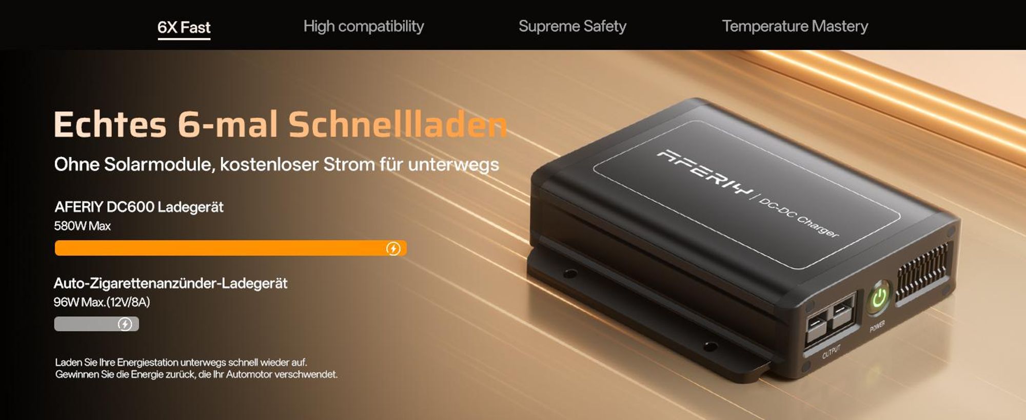 AFERIY DC060 DC-DC Ladegerät | 580W | Aktive Kühlung | 95% 48V Powerstationen