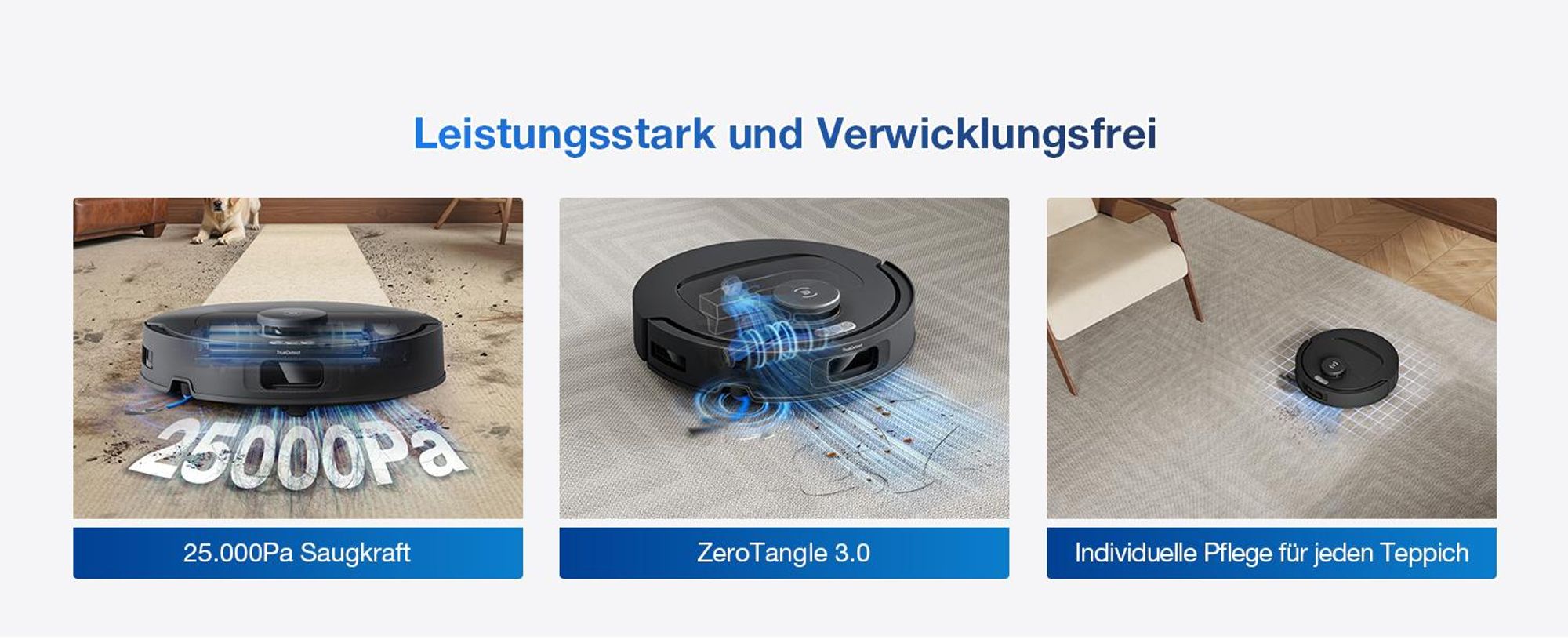 ECOVACS DEEBOT T30e Omni Staubsauger Roboter mit Wischfunktion, 25.000 Pa, ZeroTangle 3.0 Anti-Verheddern, 75°C Moppwäsche, Saugroboter, Schwarz