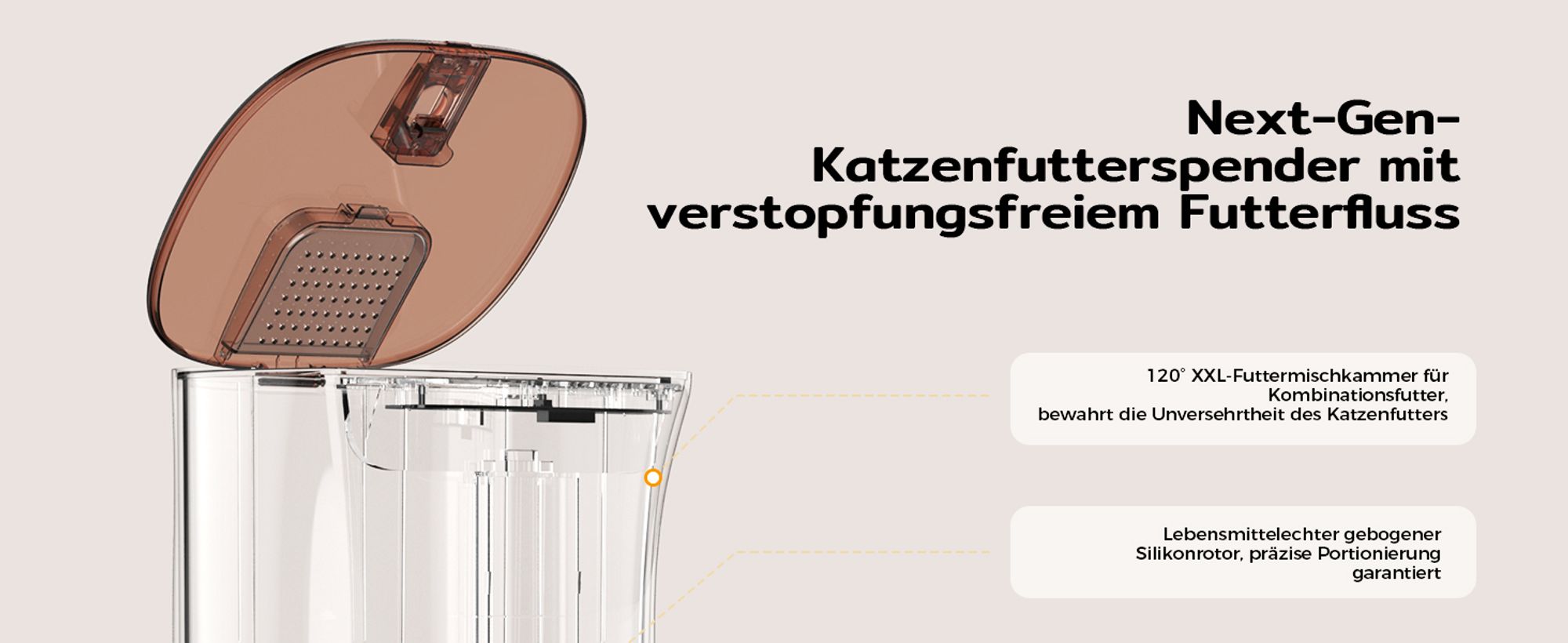Amicura F1 Pro Futterautomat 3-Fach Frischeschutz, Anti-Blockade-System, 2.4G/5G Dual-WiFi, 4.5L Automatischer Futterspender