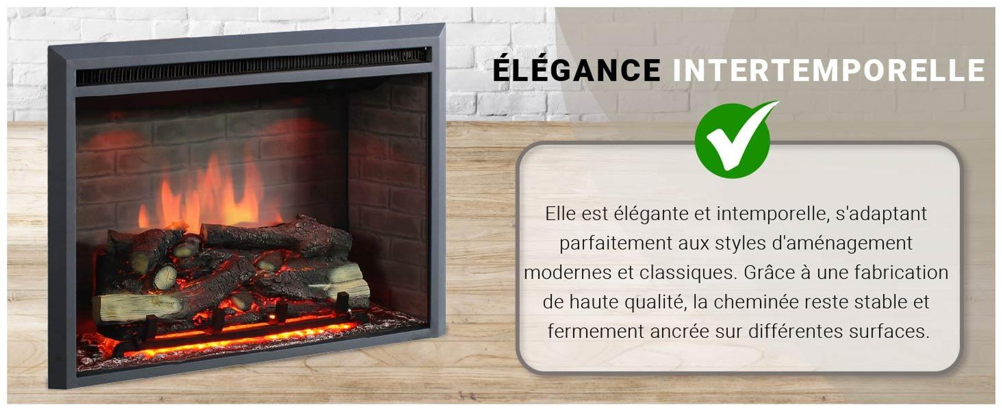 Cheminée électrique BALDERIA Calida 33 - Cheminée encastrable - Noir
