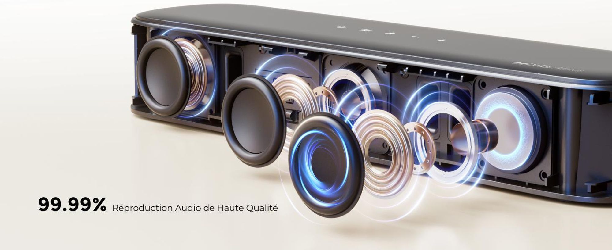 Barre de son ULTIMEA 7.1 canaux Dolby Atmos avec caisson de basses pour téléviseur, système de son surround pour home cinéma,via application, 4 enceintes surround