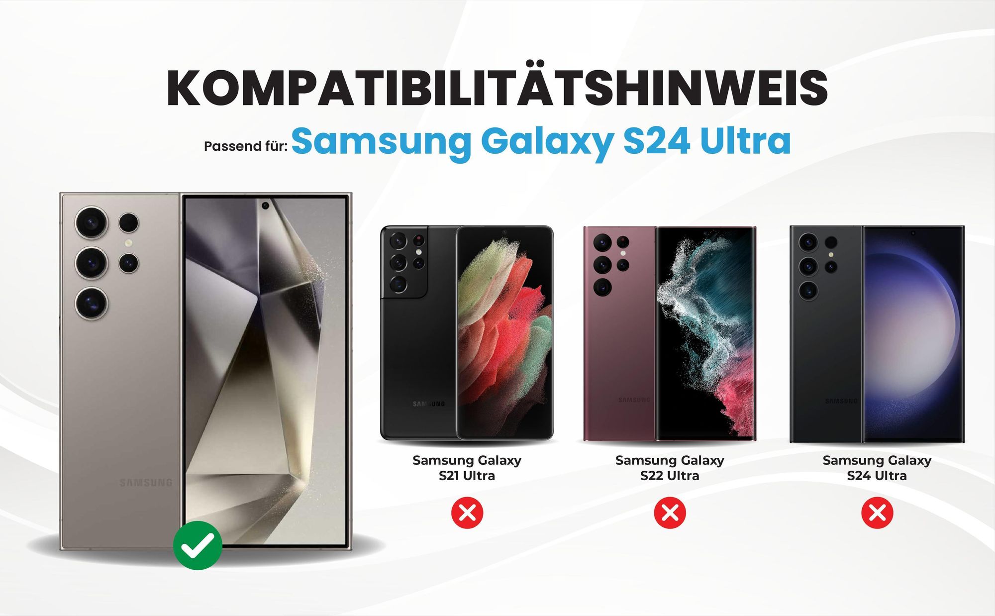 Kompatibilitätshinweise Hülle für Samsung Galaxy S24 Ultra