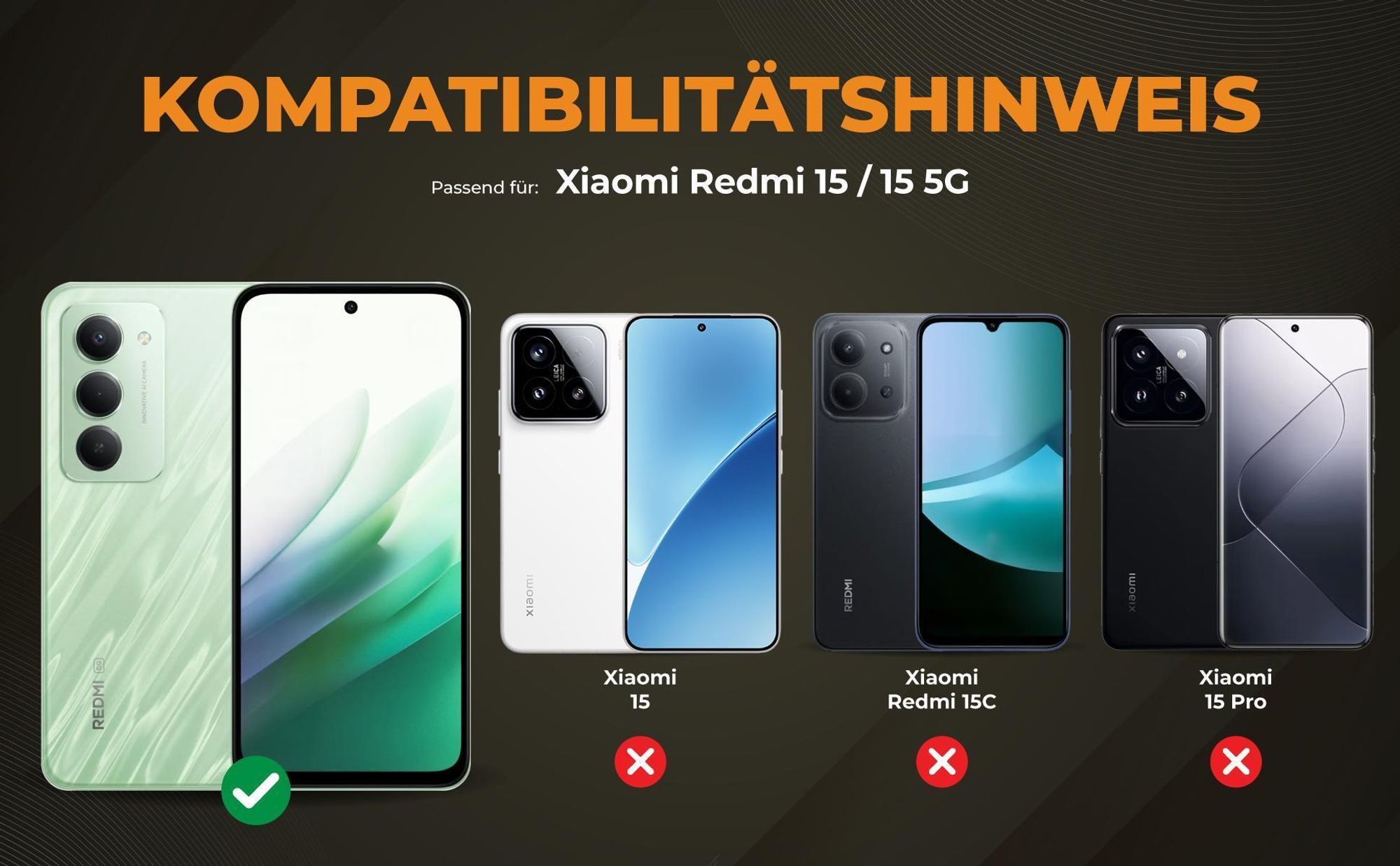 Kompatibilitätshinweise Hülle für Xiaomi Redmi 15 / 15 5G