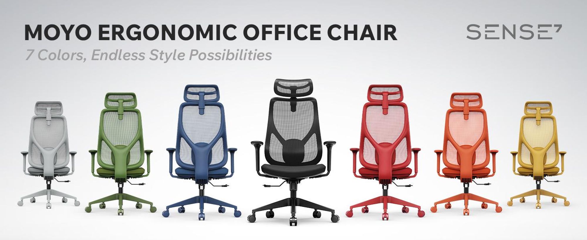 SENSE7 Moyo Ergonomická kancelářská židle, černá, 3D područky, síťované opěradlo, bederní opěrka, manažerská židle, židle pro domácí kancelář a k počítači, nosnost 150 kg