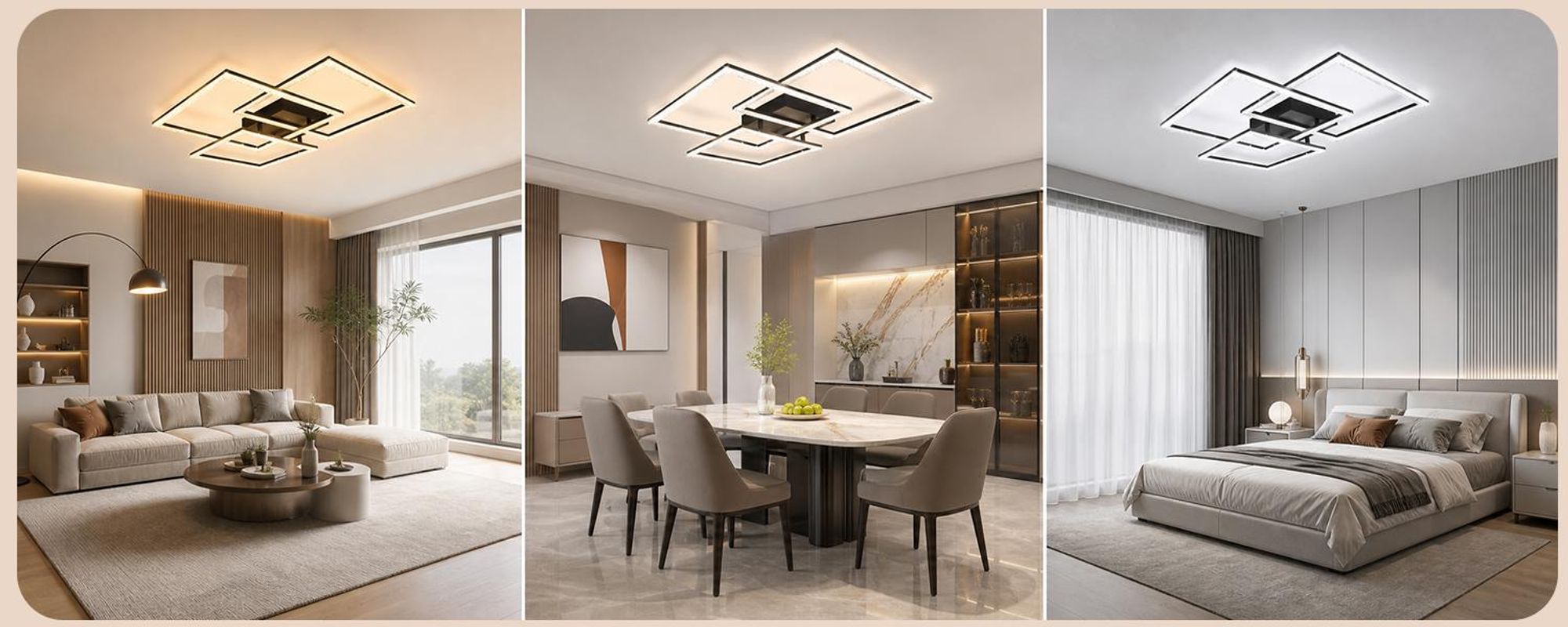 ZMH LED plafoniera nero soggiorno lampada dimmerabile 82 W moderno cristallo camera da letto lampada di design interno con telecomando