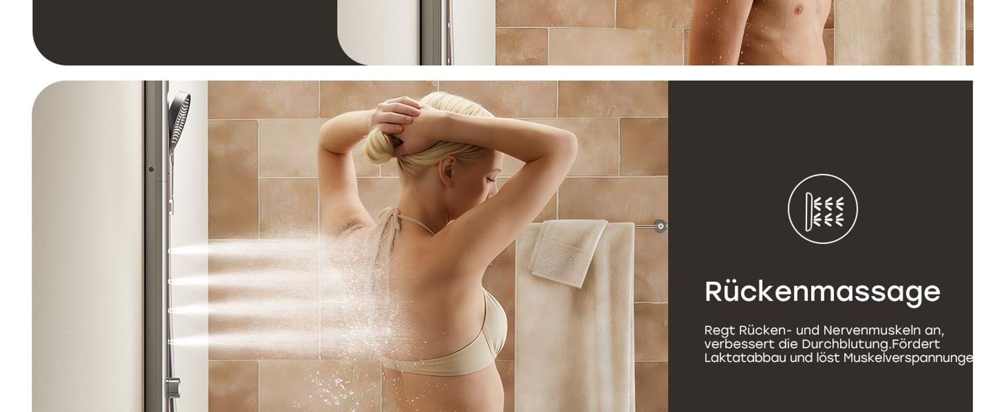 HOROW Regendusche Set Grau, Duschset Duschsystem mit 4 Massage-Modi, Klappbares Duschset, Höhenverstellbar, ohne Armatur, passt auch für Badewannen