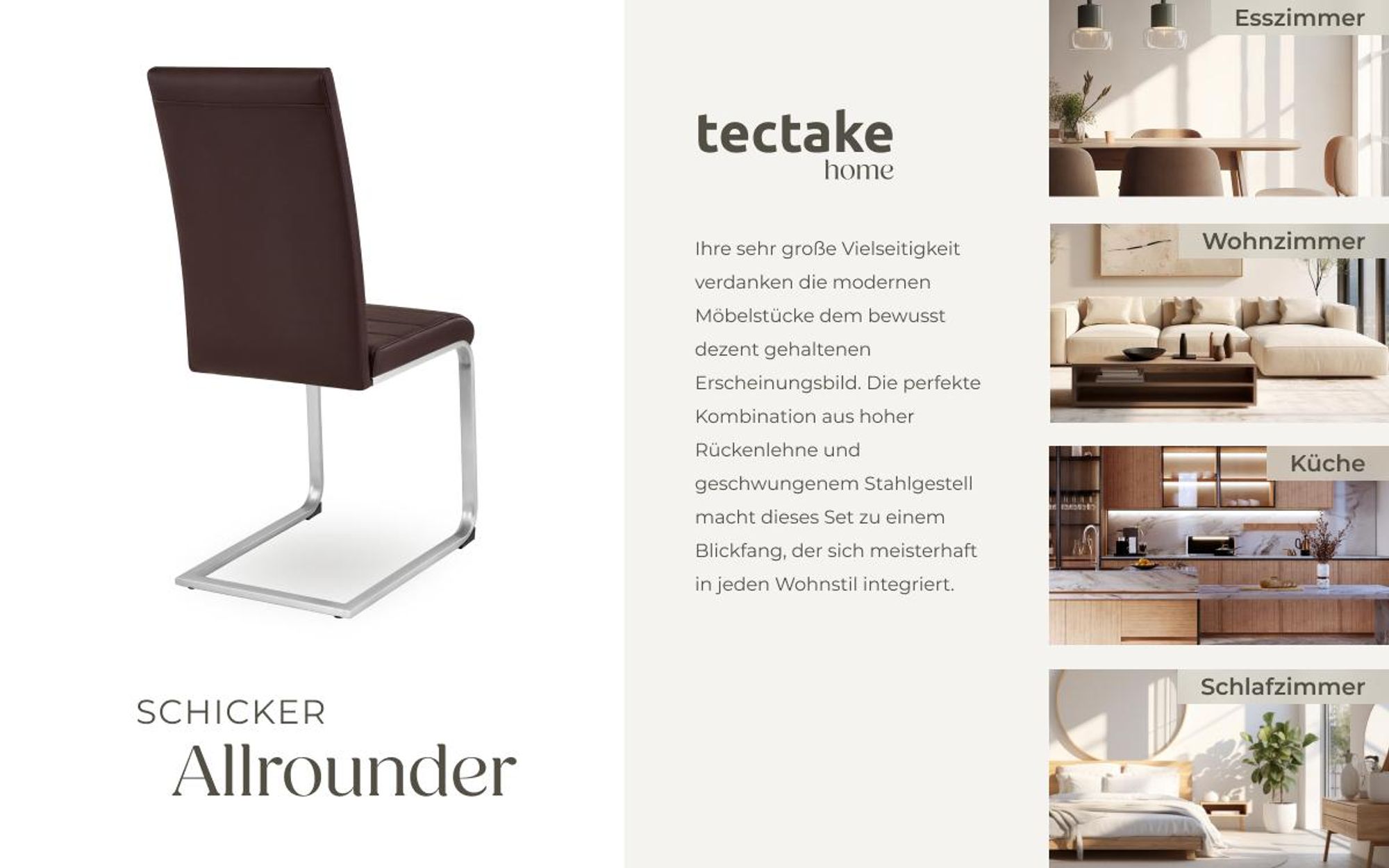tectake® Set Schwingstuhl Bettina gepolstert mit Kunstlederbezug 41 x 52 x 99 cm