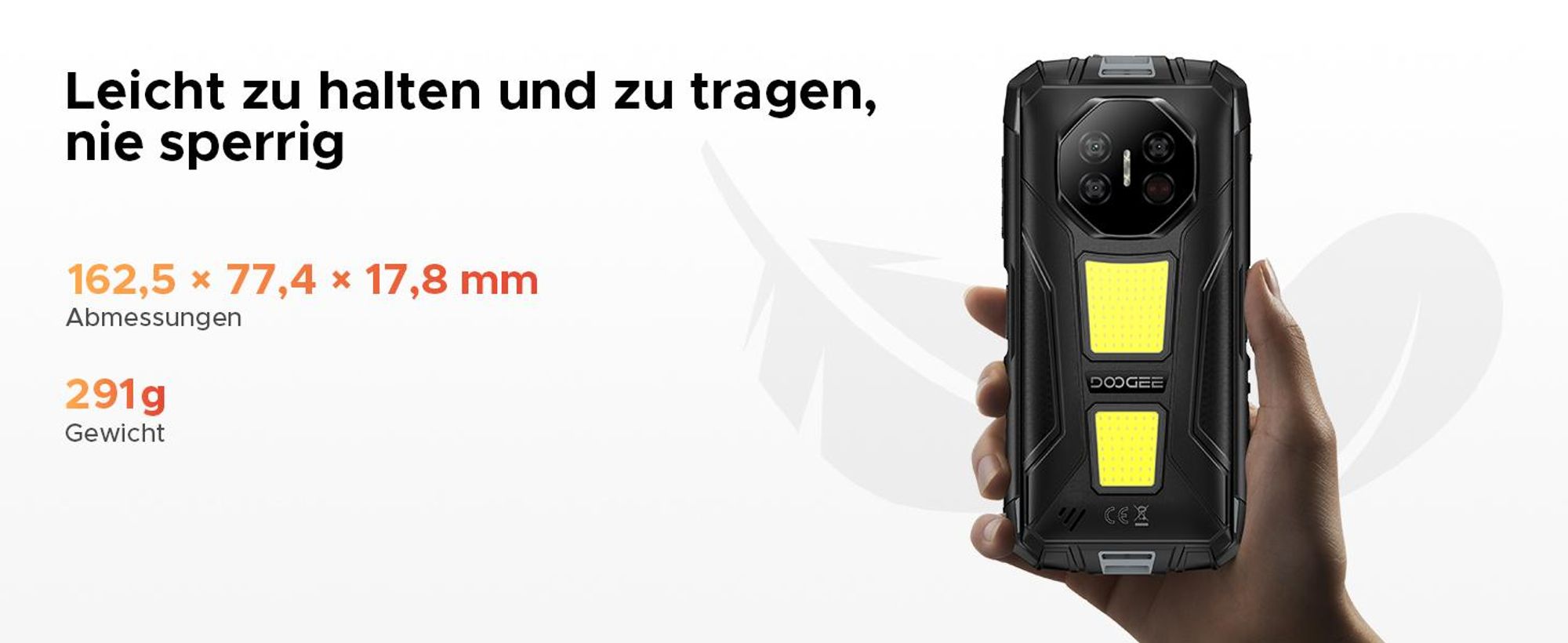 DOOGEE Fire 3 Max Outdoor Smartphone Handy, 4G, IP68/IP69K, 5,5" HD+, 48MP, 8350mAh, 18W, 32+256GB, NFC, Fingerabdruck, ohne Vertrag