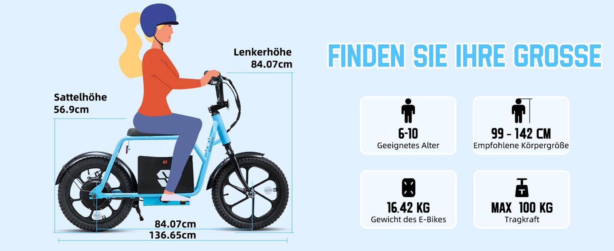 Kinder-Elektromotorrad 16 Zoll 250 Watt Elektro-Kinderroller Kinder-E-Scooter Elektro Kindermotorrad Elektro-Laufrad für Kinder 6–10 Jahre in 6 Farben