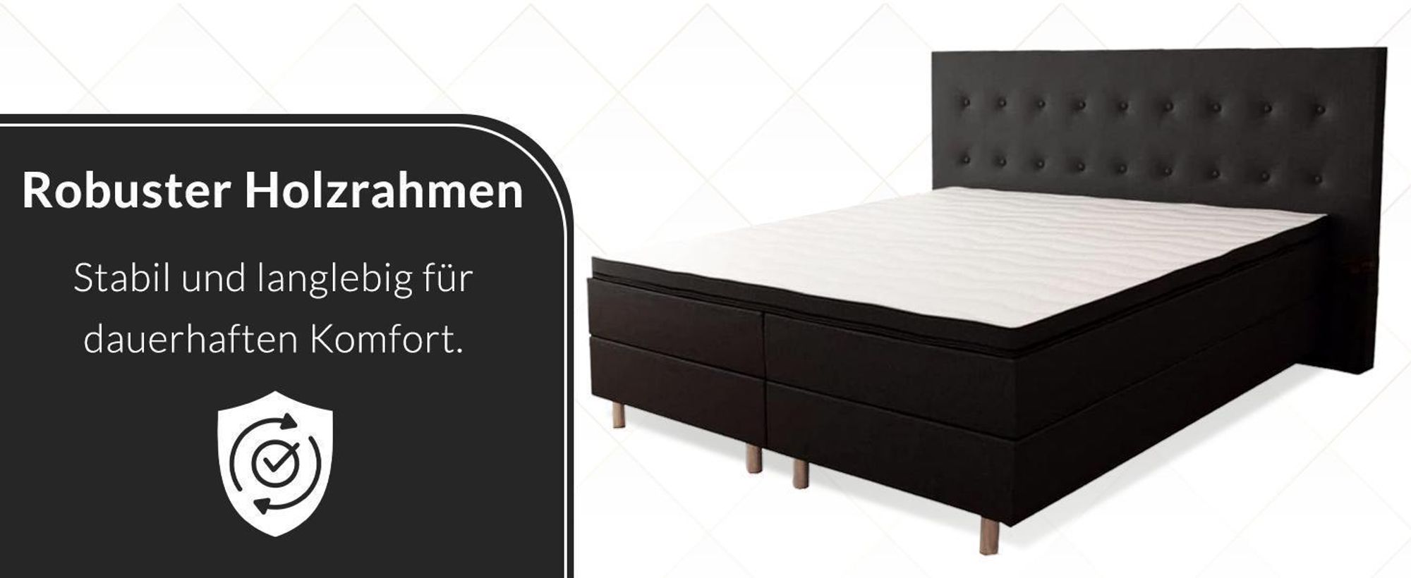 4myBaby GmbH - Boxspringbett | Neo First Class Boxspringbett 200x200 |Boxspringbett mit Matratze | Polsterbett 200x200 mit Matratze| Schwarz