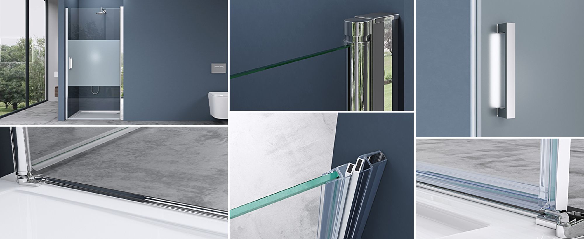 doporro Duschtür Nischentür dusche Duschabtrennung Duschkabine 100x195cm ESG-Sicherheitsglas Duschtür Klarglas Einzeltür mit Hebe- und Senkmechanismus Teramo24K
