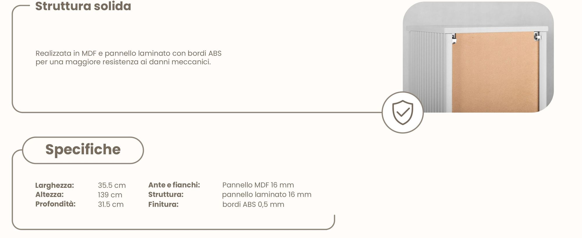 Mobile alto per il bagno - 139 CM - Bianco opaco - MDF