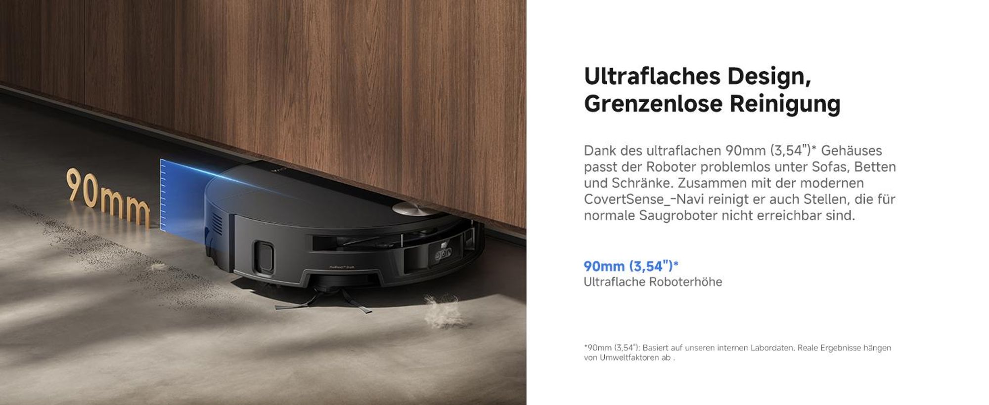 MOVA S70 Ultra Roller Saugroboter, 32.000 Pa, HydroForce-Wischen, All-in-One-Station, 100°C Moppwäsche, 90 mm flach