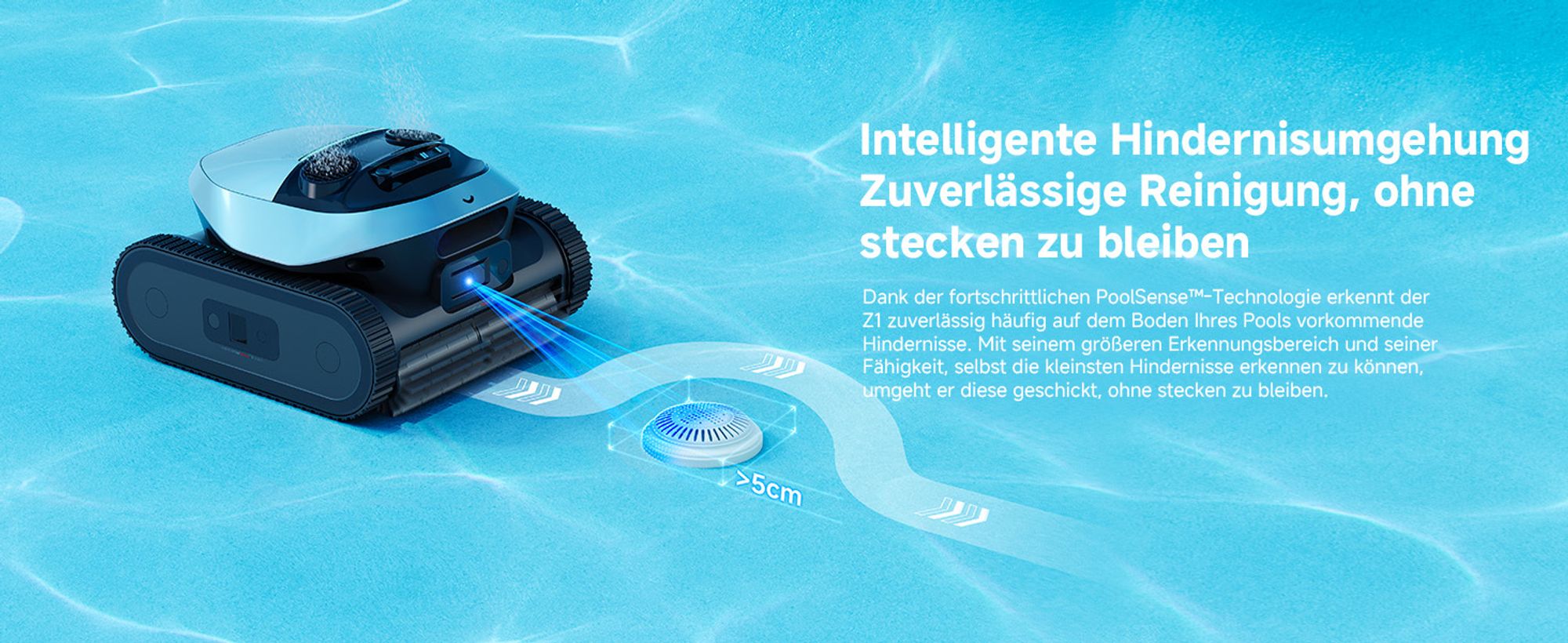 DREAME Poolroboter Z1, Hightech-Poolerkennung & Pfadplanung, hohe Saugleistung, Poolboden, Wand- & Wasserstandslinienreinigung, für Pools bis 180 ㎡