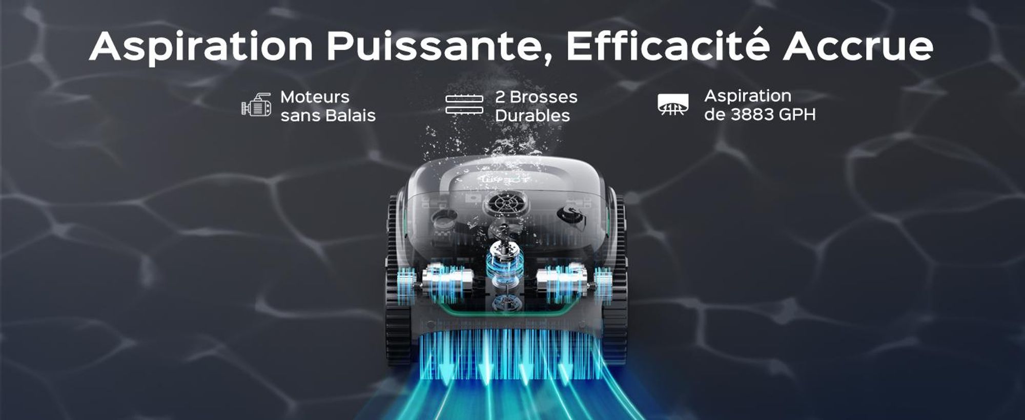 Robot de piscine sans fil WYBOT C2 Vision - Smart Vision Nav, autonomie de 180 minutes,via application, IPX8