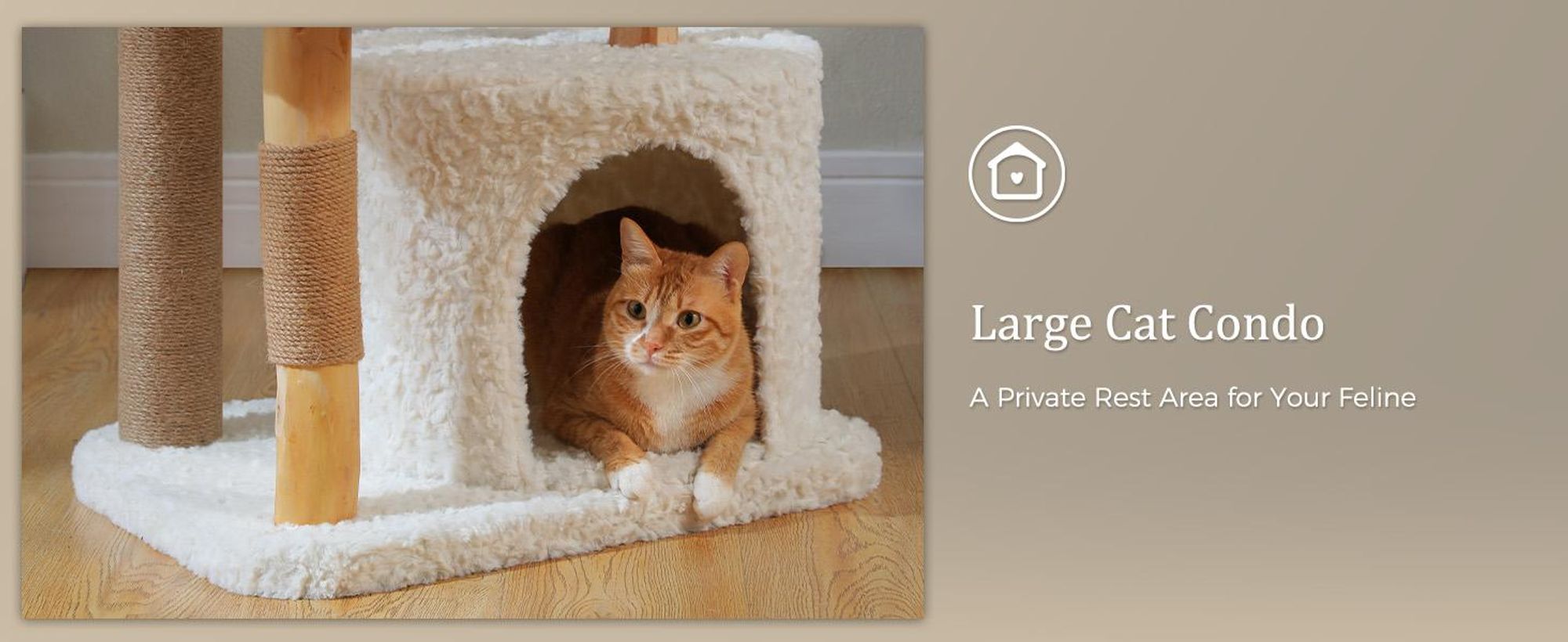 PURPURRA 123 cm Moderner Katzenbaum Turm für große Katzen mit Blumen-Sitzstange, natürliches Massivholz Katzenkratzbäume