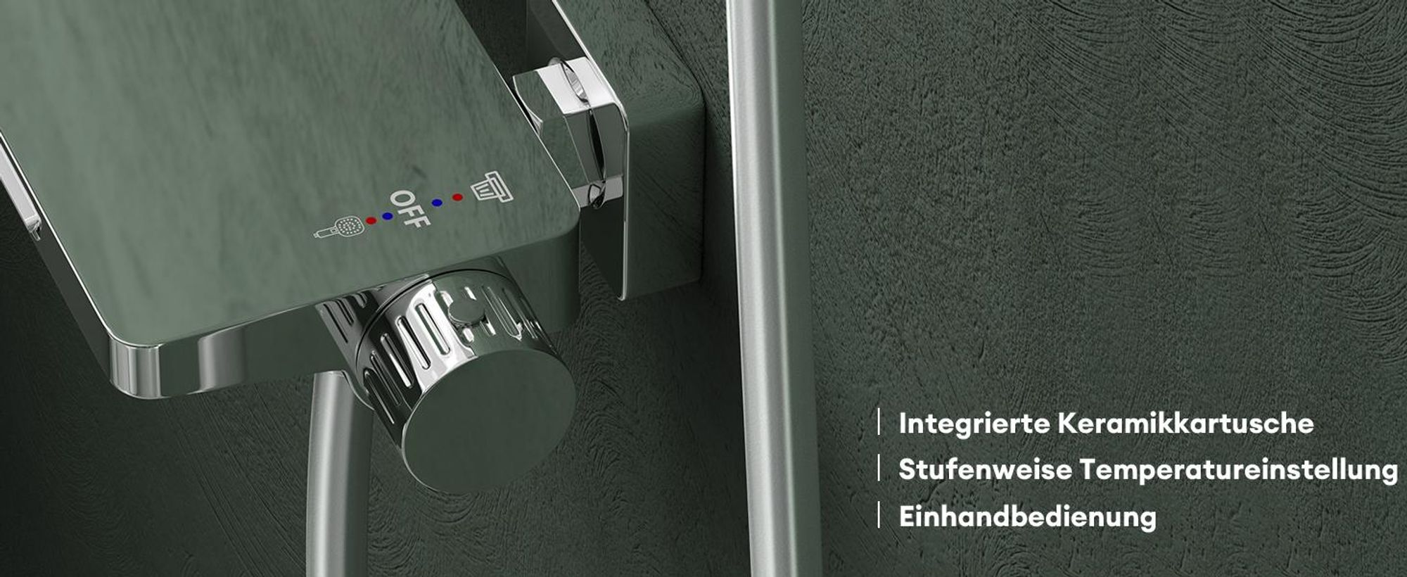 Mai & Mai Badewannenarmatur mit Handbrause Wasserfall Wannenarmatur 4 Strahlarten Wandarmatur für Badewanne aus Messing Silber DSN-403