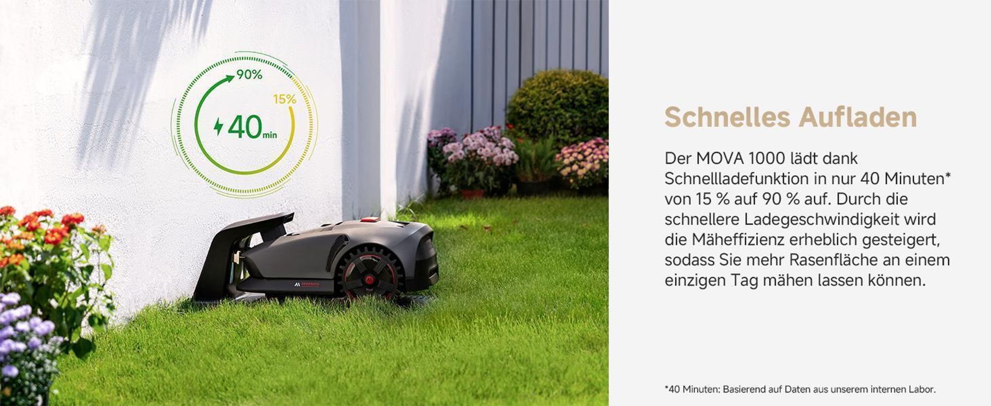 MOVA 1000 Mähroboter mit Geländereifen, 1000㎡ Kartierung, App-Steuerung