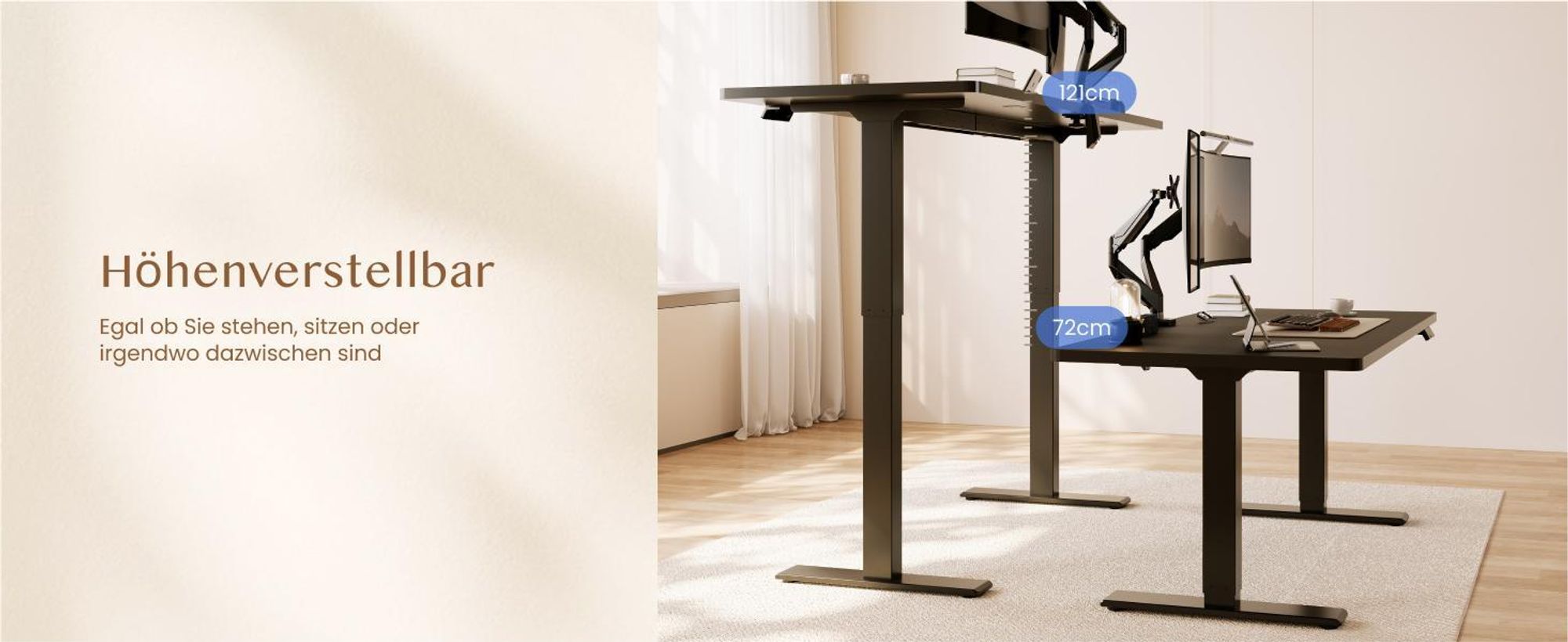 FLEXISPOT QB2 Höhenverstellbarer Schreibtisch Elektrisch 200x80cm mit Steckdosenleiste, 2 STARKE MOTOREN, 120 kg Tragkraft, 4 Memory-Funktion, Schwarz