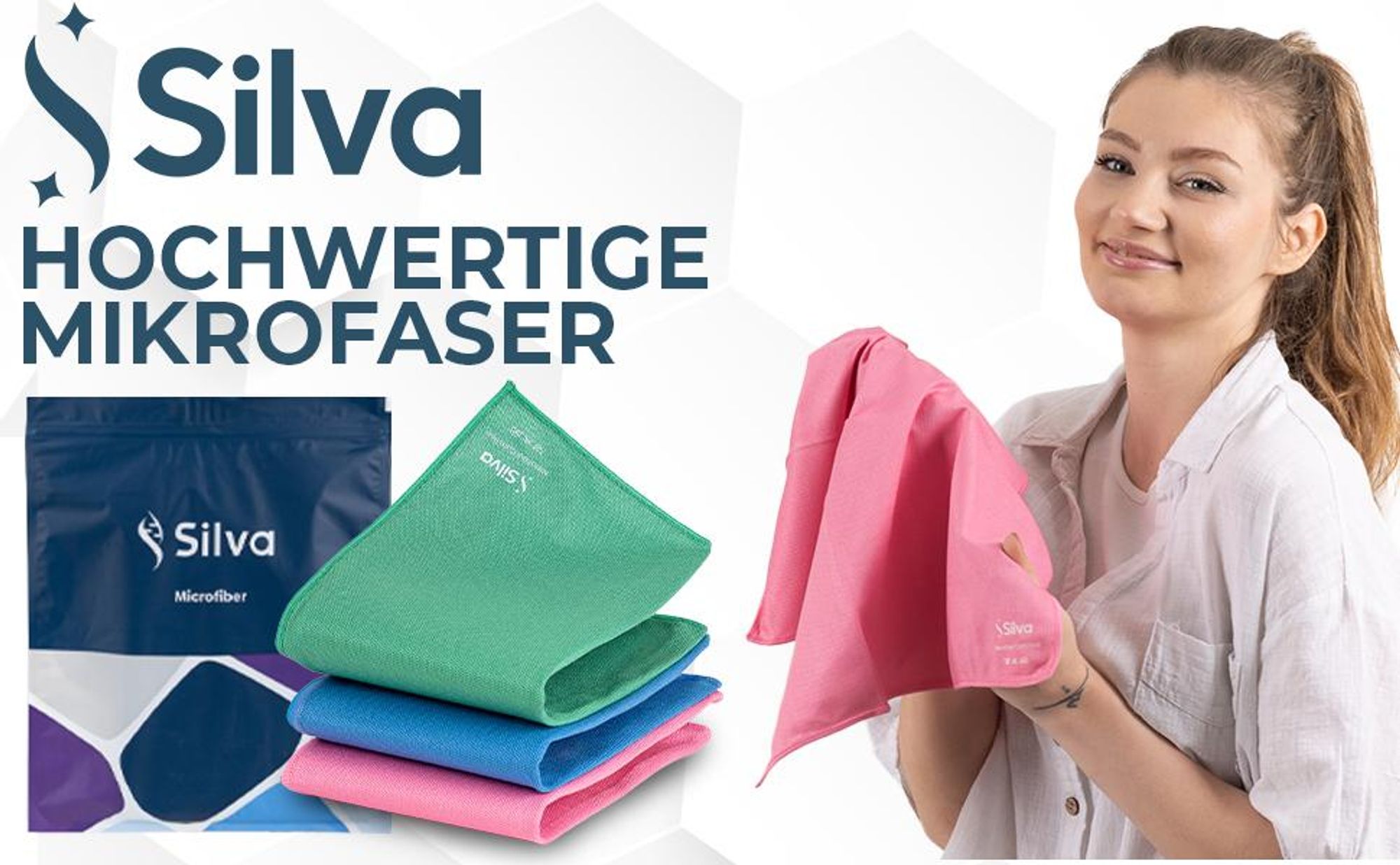 Silva Hochwertige Mikrofasertücher - Streifenfreie Fenster- und Spiegelreinigung, Küche & Magisches Reinigungstuch - Rosa