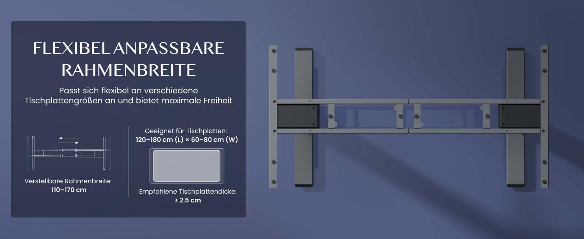 FLEXISPOT EC5 Pro höhenverstellbares Schreibtischgestell elektrisch mit 2 Motoren 160kg Tragkraft 3-fach-Teleskop Speicher- und Timer-Funktion Grau