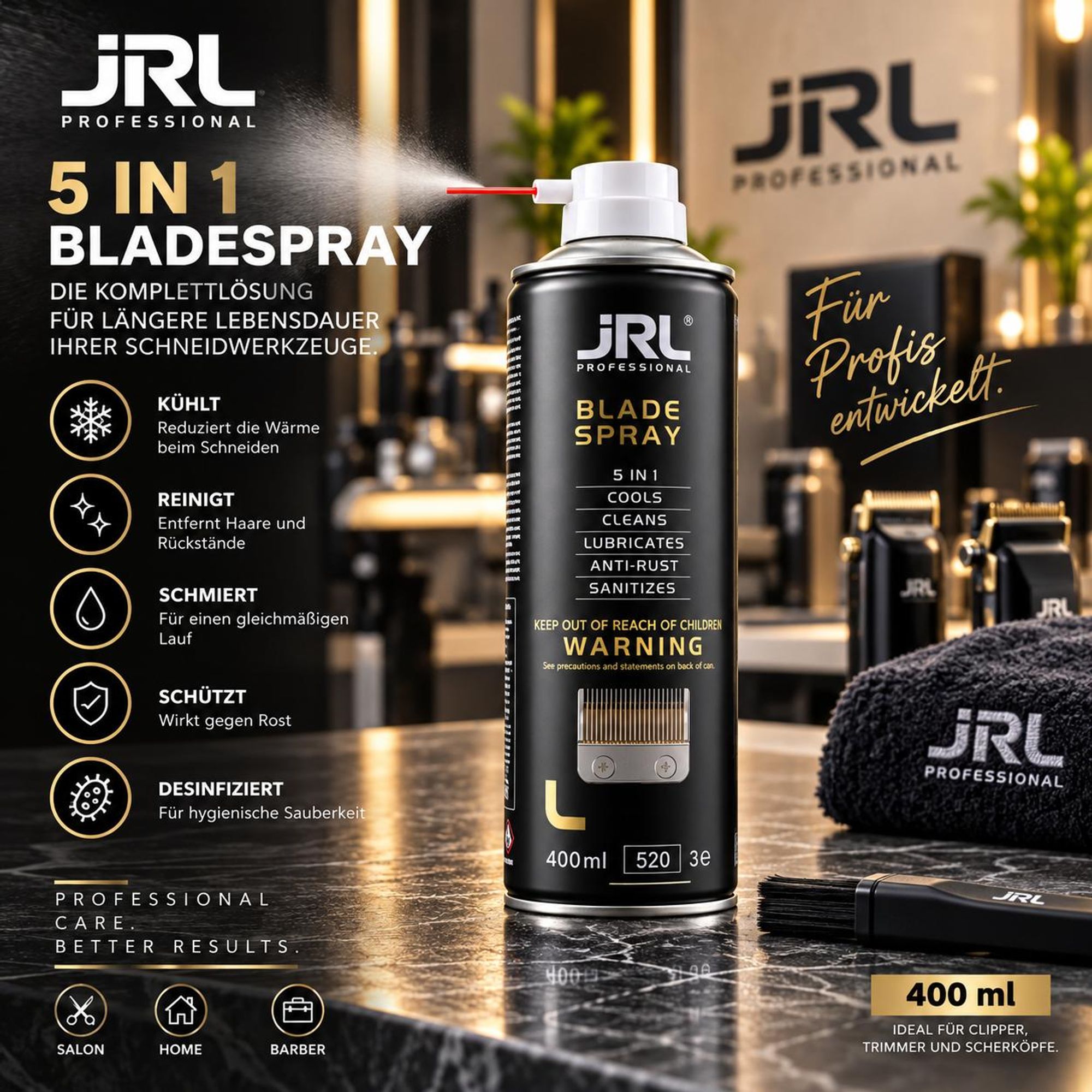 JRL 5 in 1 Cool Bladespray 400 ml für Clipper und Trimmer