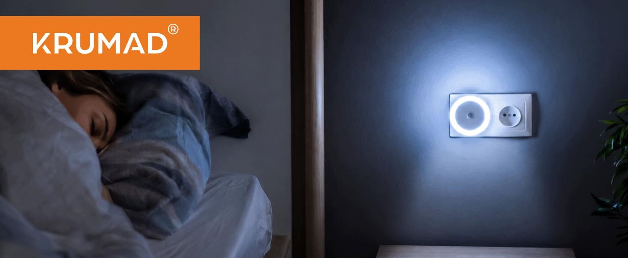 KRUMAD 2x LED Nachtlicht Steckdose mit Bewegungssensor, Warmweiß, 3 Modi ON Auto OFF, Nachtlampe für Schlafzimmer Flur Babyzimmer