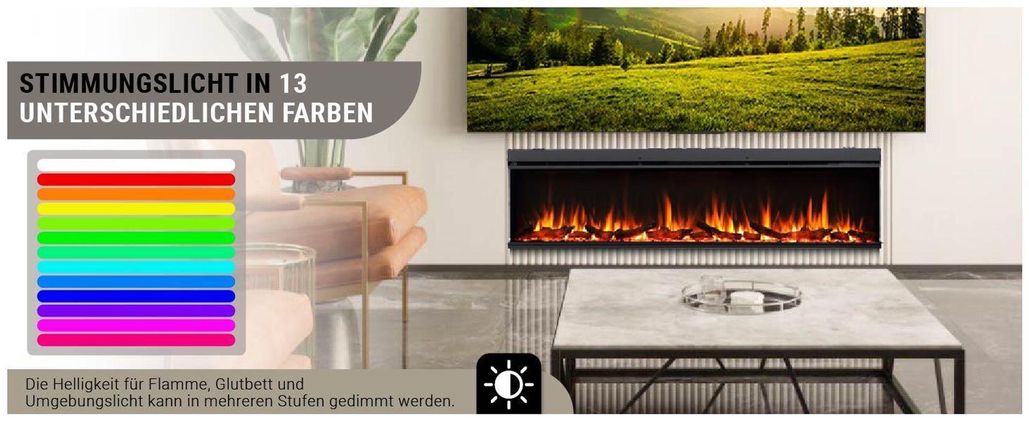 Elektrokamin Einbaukamin BALDERIA Athena 72 – Heizung bis 1500 W, schwarz