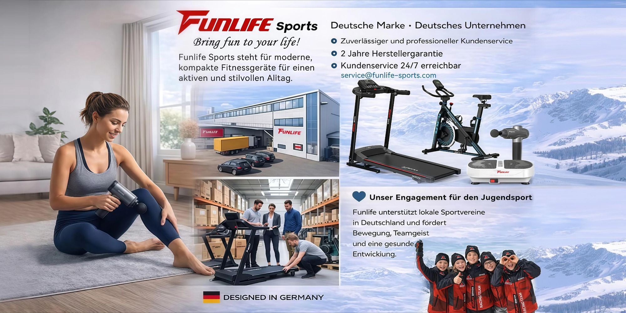 FunLife M6 Massagepistole, Tiefengewebe Muskelmassagegerät, 12 mm Amplitude, 3200 U/min, 10 Stufen, 6 Massageköpfe, LED, USB-C, leise <45 dB