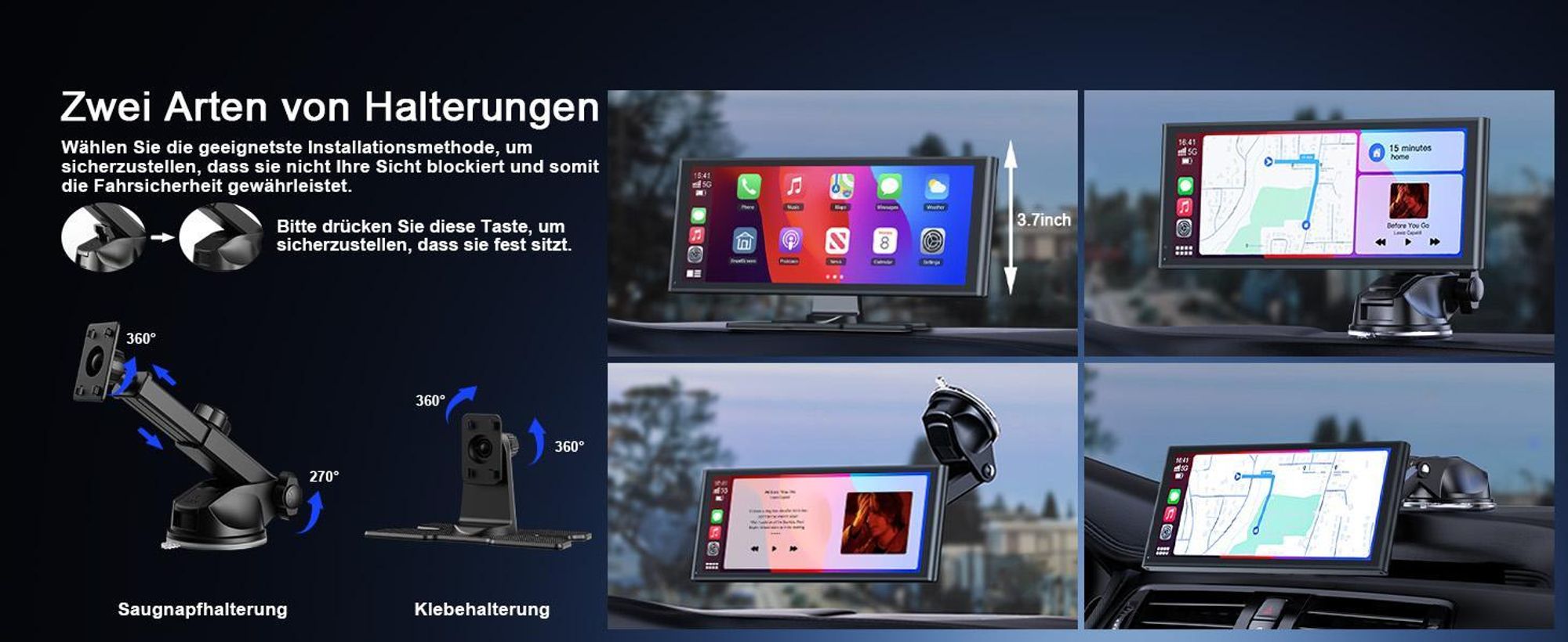 AVYLET 10,26" Wireless Carplay Display für Apple Carplay & Android Auto Tragbarers Carplay Autoradio mit IP67 Rückfahrkamera GPS Bluetooth Mirror Link