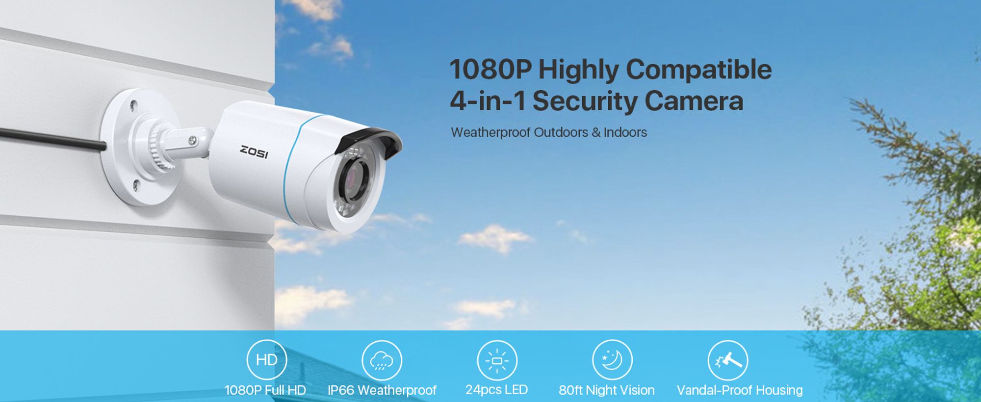 Hybrid 4in1 1080p TVI CVI AHD 960H Kamera