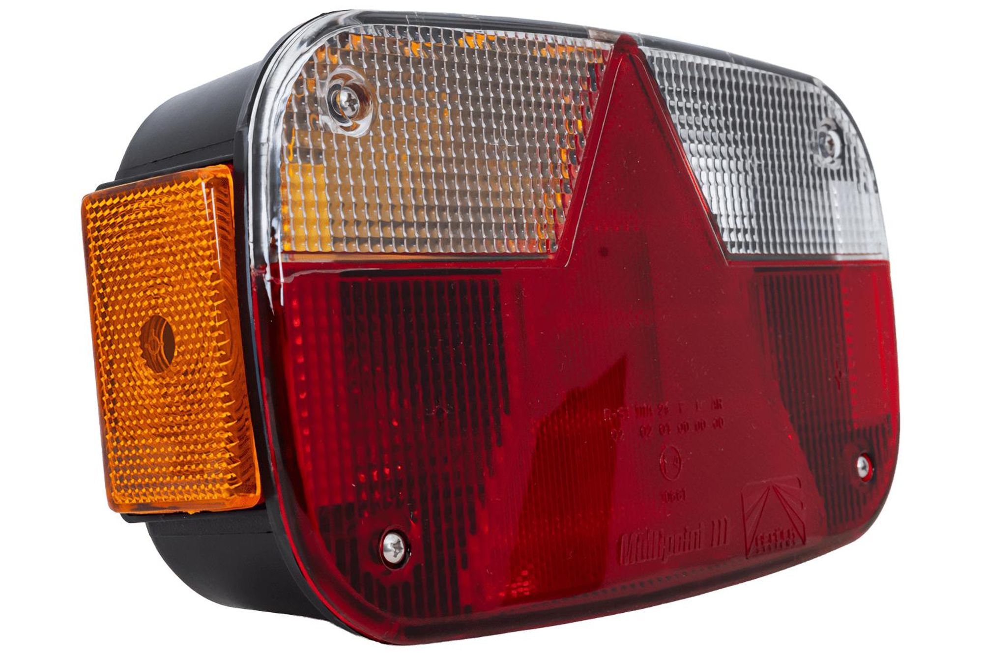 ASPÖCK Multipoint III Rückleuchte links 8 Funktionen 12 V 244 x 138 x 60 mm IP64 Bajonett 8-Pin E4 ADR Zone 2 für Anhänger und Bus