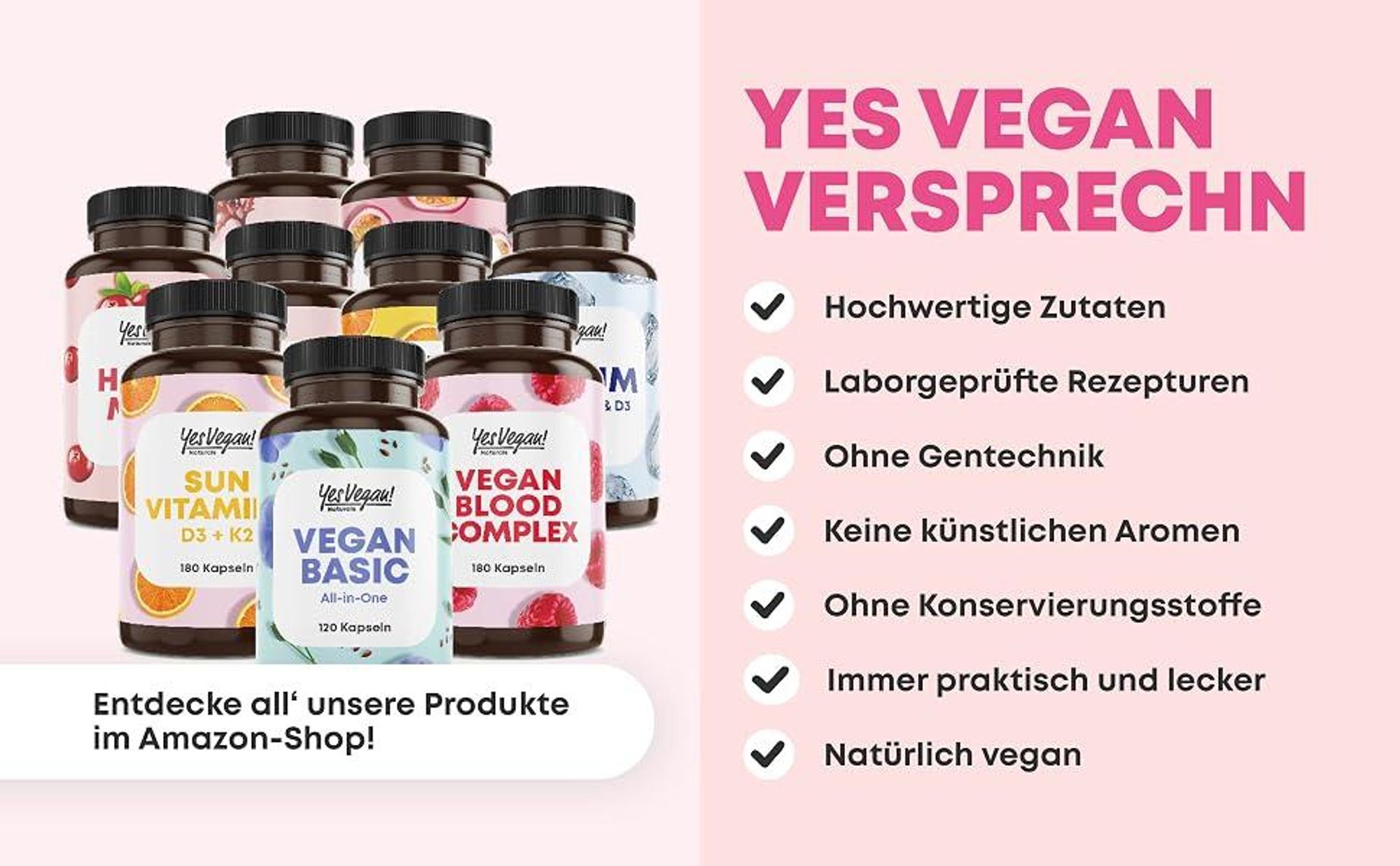 Vegan Collagen (180 Kapseln) mit Aminosäuren, Vitamin A C E, Biotin, Silicium, Zink - Kollagen vegan
