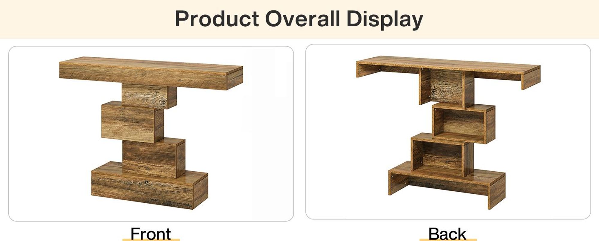 Tribesigns Konsolentisch, 108 cm schmaler Sofa-Beistelltisch Holz hinter der Couch mit platzsparendem geometrischem Sockel, Flurtisch (helle Eiche)