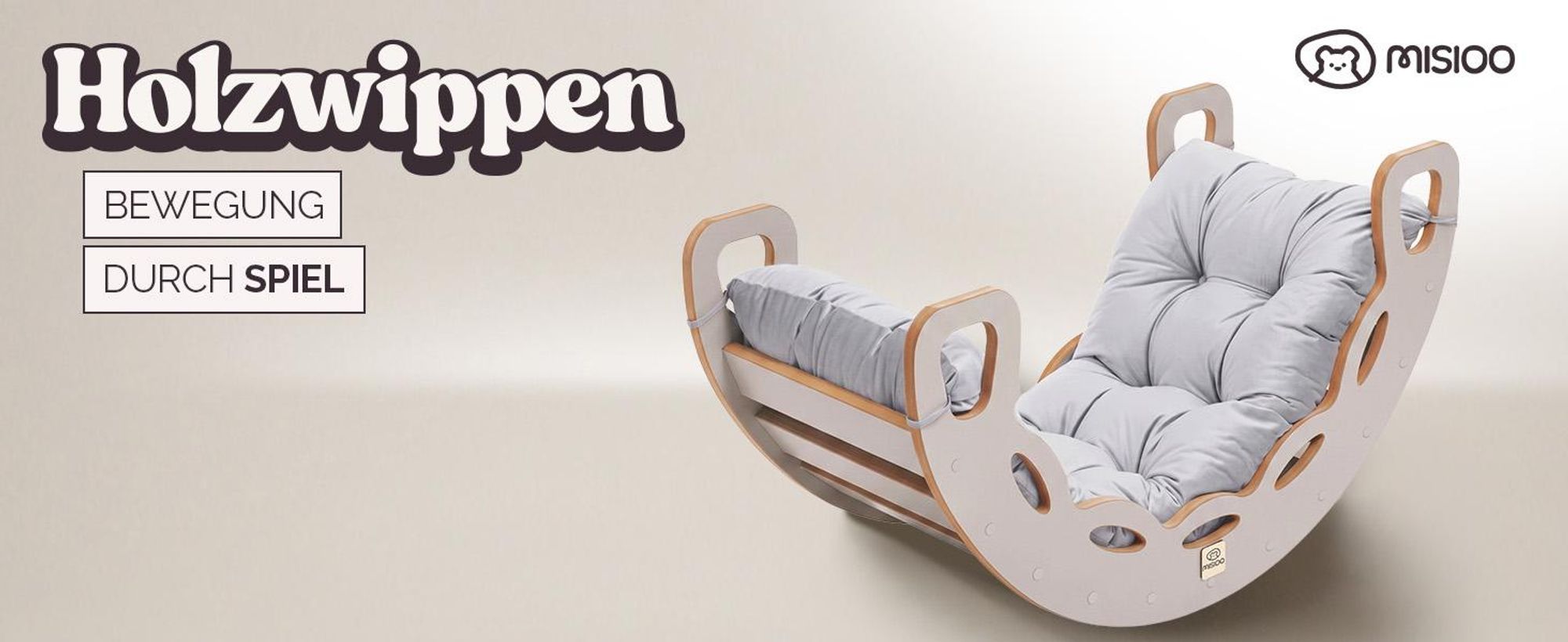 MISIOO Klettergerüst Indoor ab 1 Jahr, Montessori Kletterbogen 4in1 mit Rutsche, Kletterwand & Kissen, Holz Spielzeug für Baby und Kinder