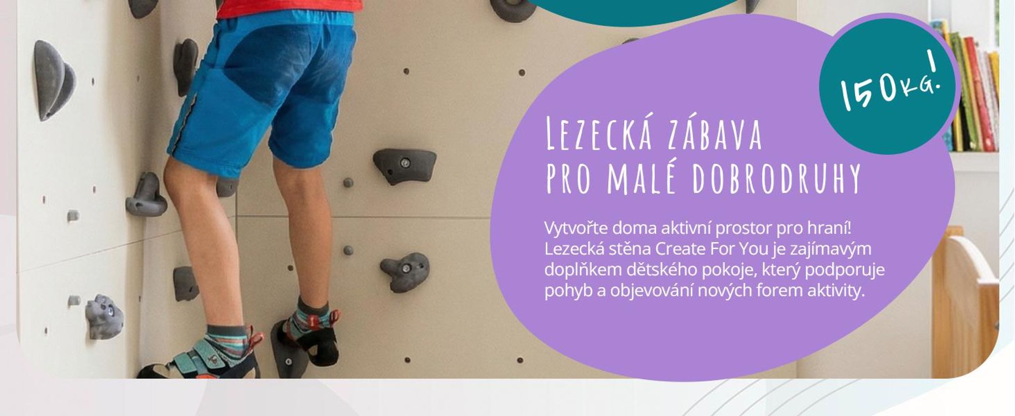 Create for you® – Lezecká stěna, 100x50 cm, 5 šedých úchytů, Domácí Lezení, Fitness Vybavení na Doma, Pohybová Zábava pro Děti