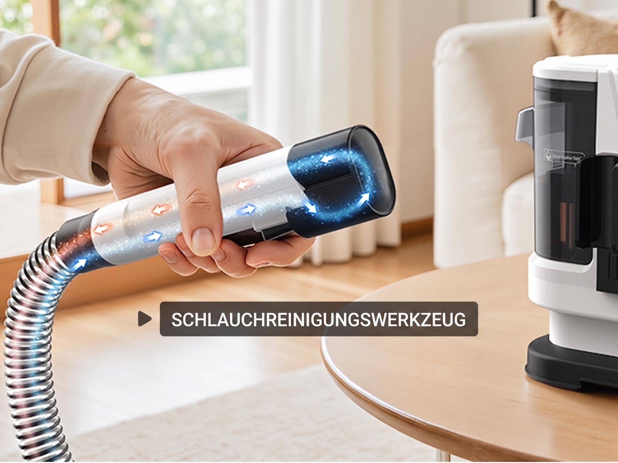 Lubluelu A6 3-in-1 Polsterreiniger Waschsauger Teppichreiniger 15000Pa 600W, 1,75L+1L Doppeltank, Fleckenreiniger für Sofa, Polster & Auto