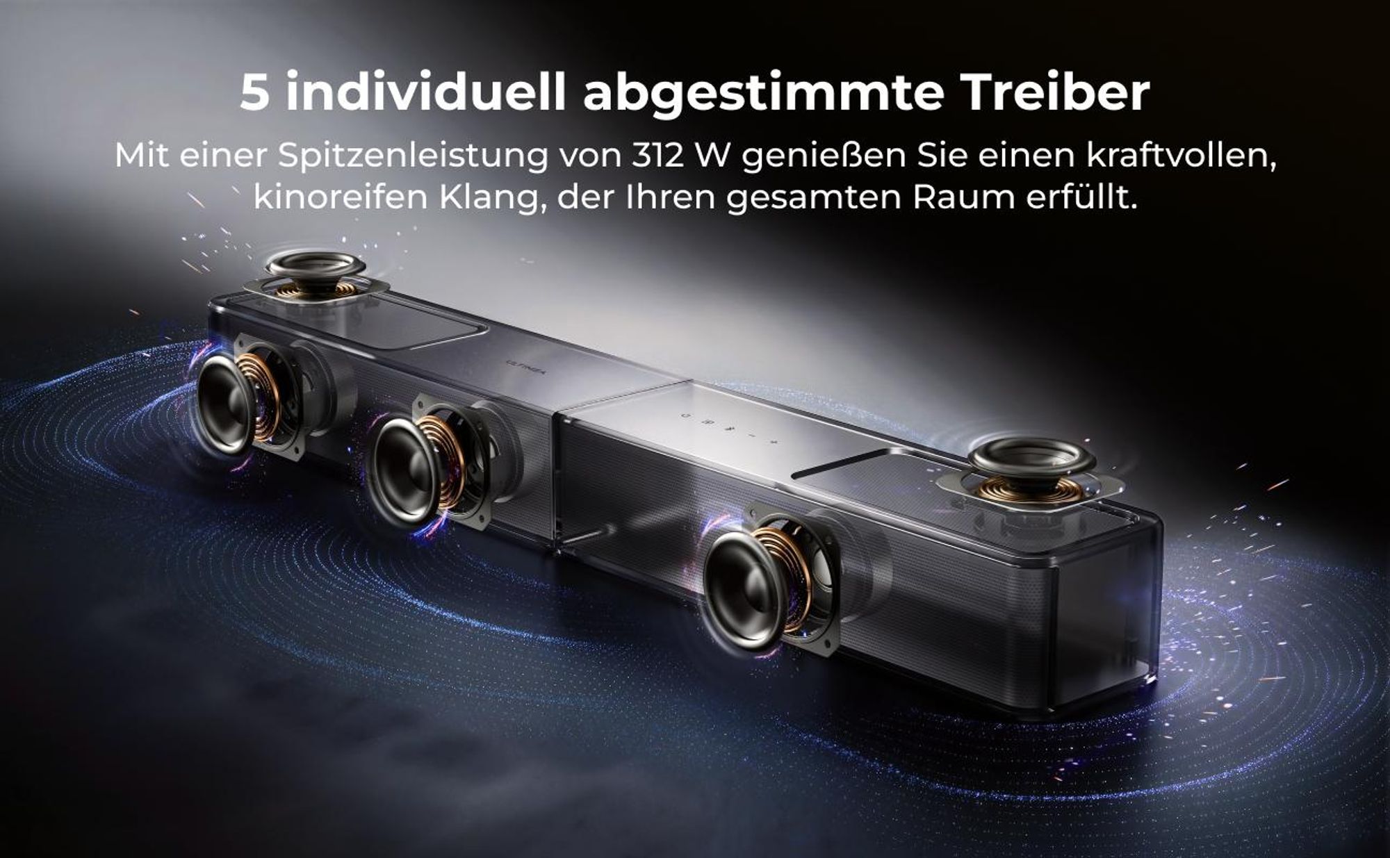 ULTIMEA Poseidon M70 - Soundbar für TV, 3.1.2 Dolby Atmos, kabelloser 5,25" Subwoofer, HDMI eARC, Bluetooth® 6.0, 312 W Spitzenleistung